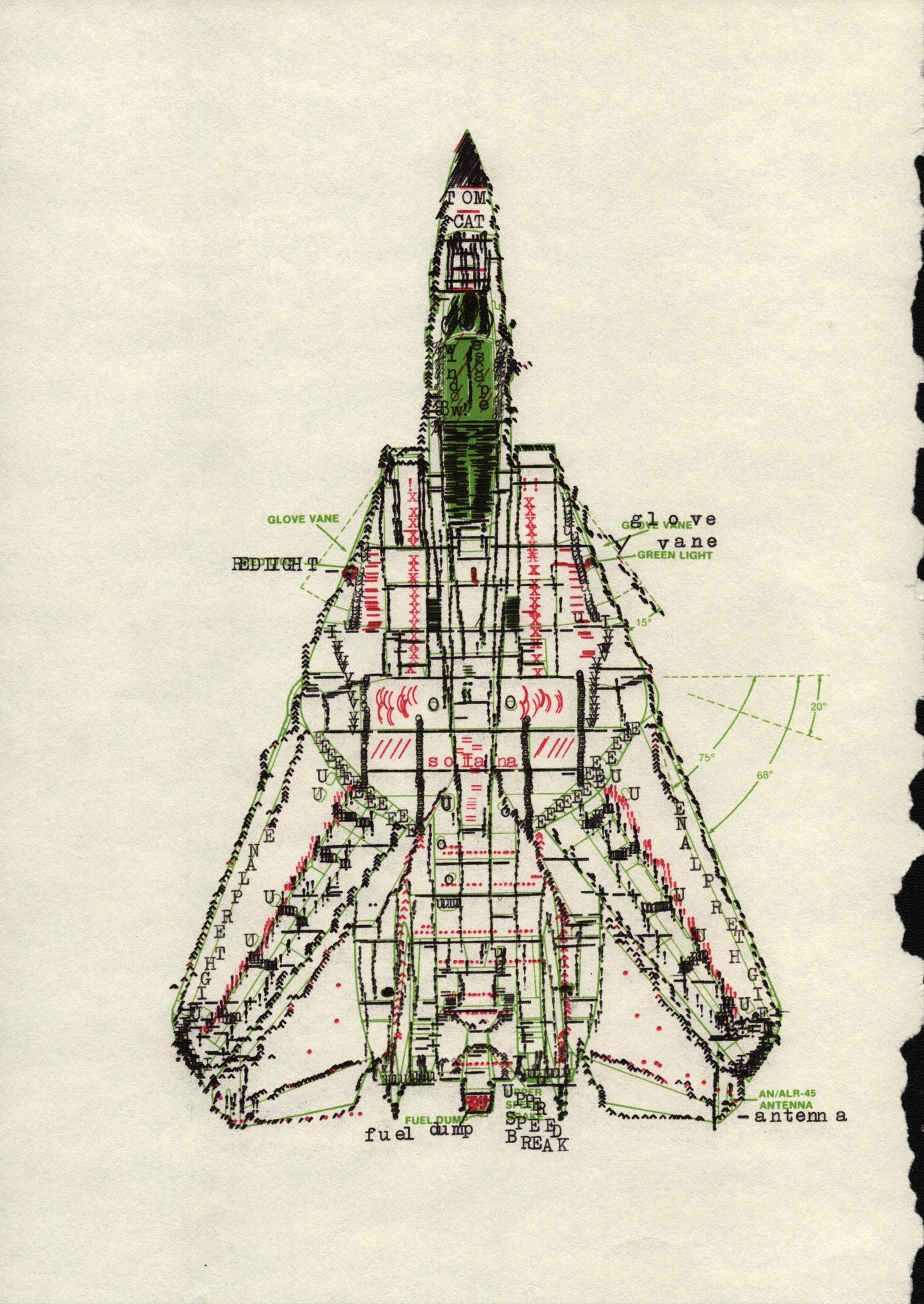 Tomcat original typewriter artwork by Degen Poet