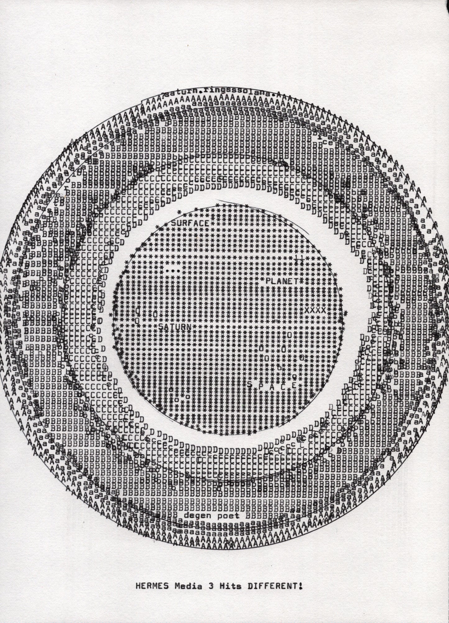 Type Saturn original typewriter artwork by Degen Poet
