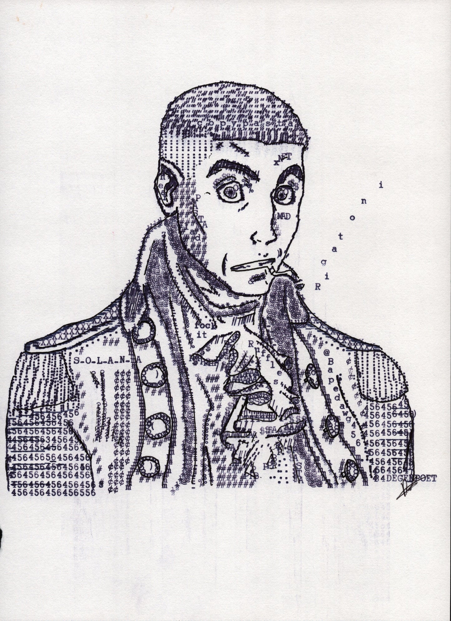 Pasta Lad original typewriter artwork by Degen Poet