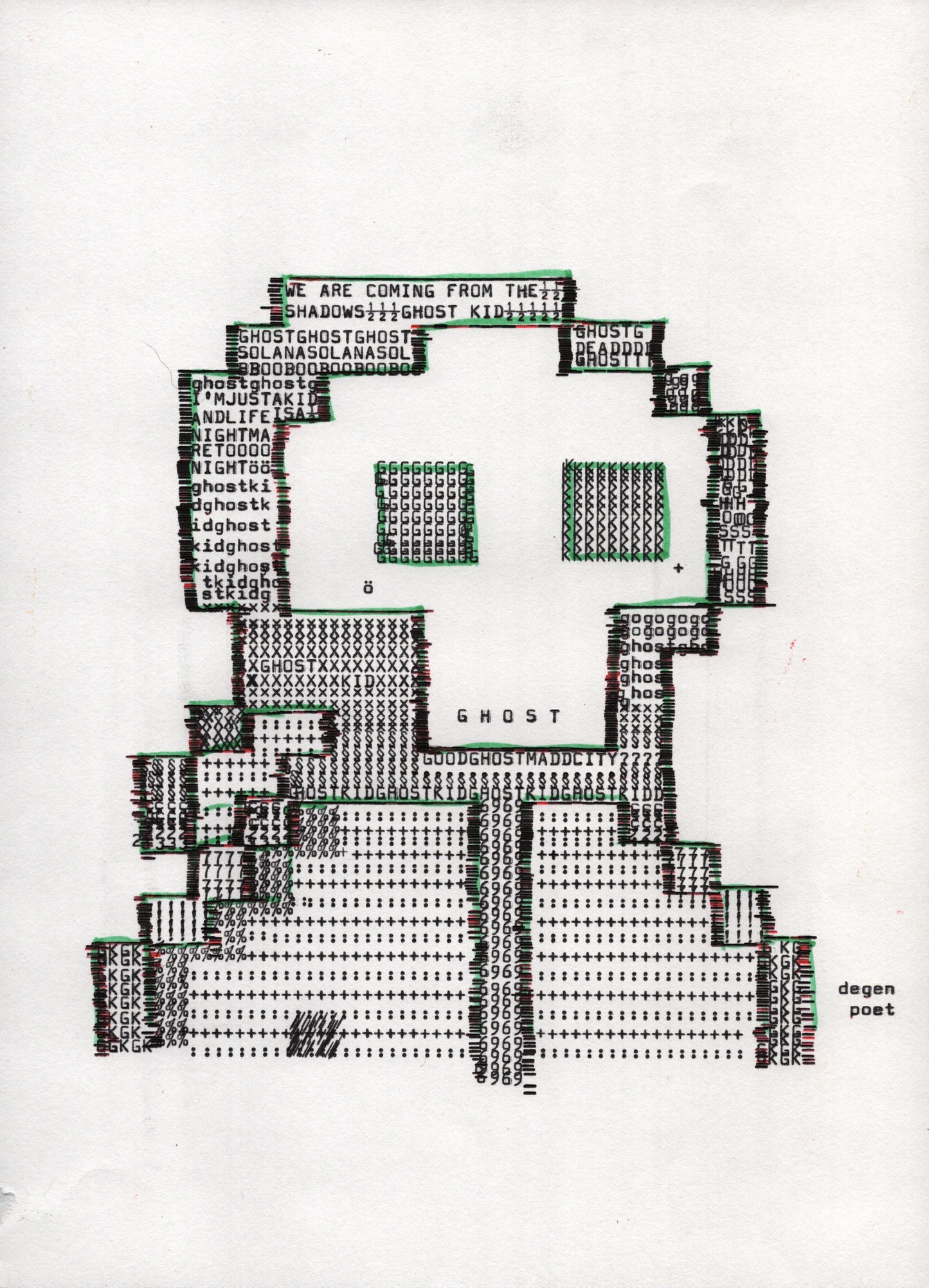 Type Ghost original typewriter artwork by Degen Poet
