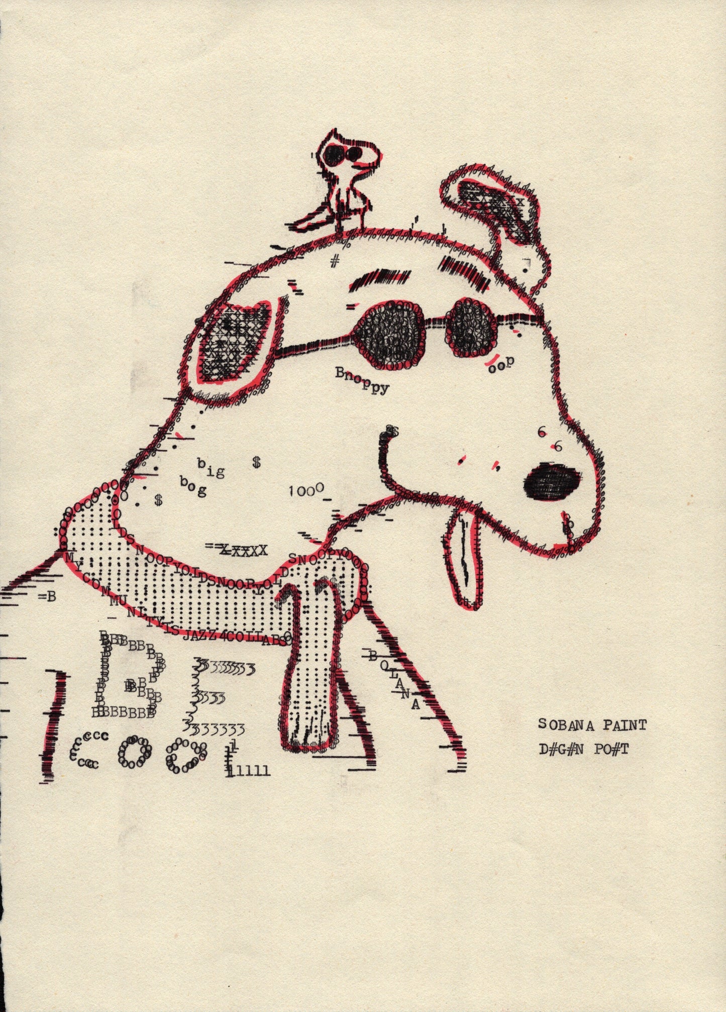 Snooby original typewriter artwork by Degen Poet