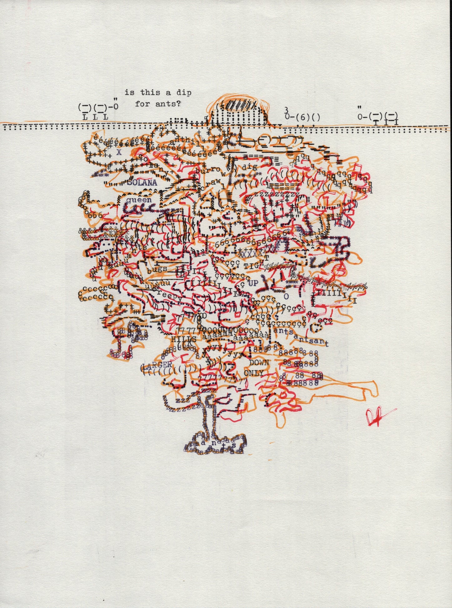 I Will Die on This Hill original typewriter artwork by Degen Poet
