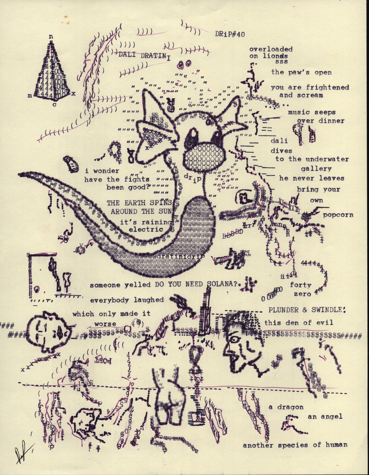 Dali Dratini original typewriter artwork by Degen Poet