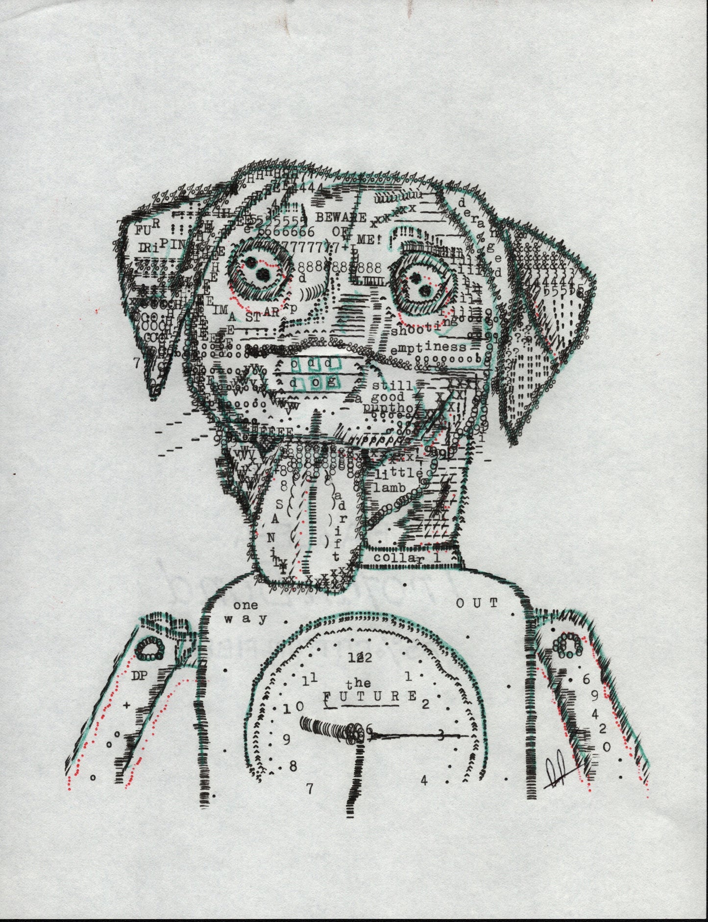 Robo Daphne original typewriter artwork by Degen Poet