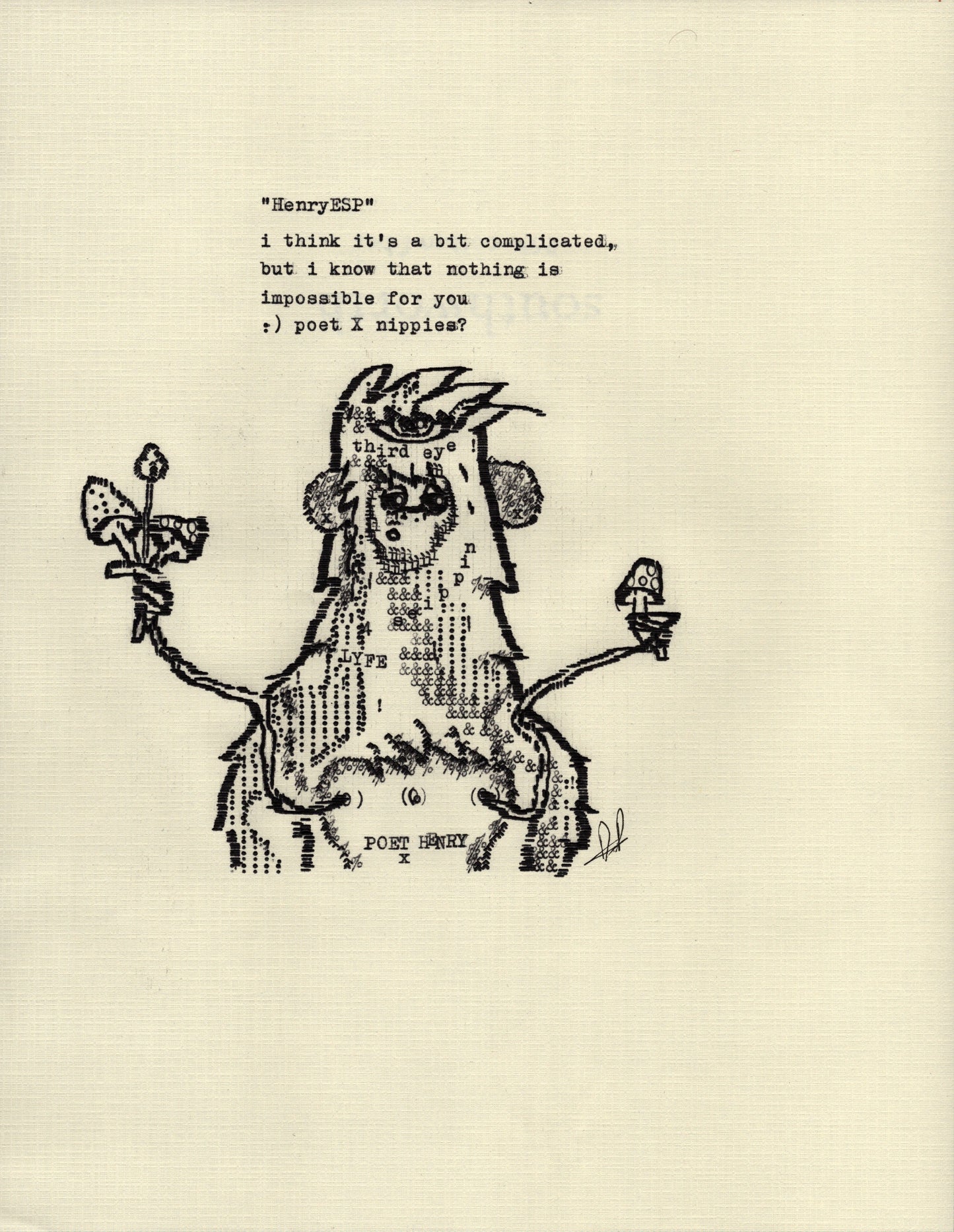 Henry original typewriter artwork by Degen Poet