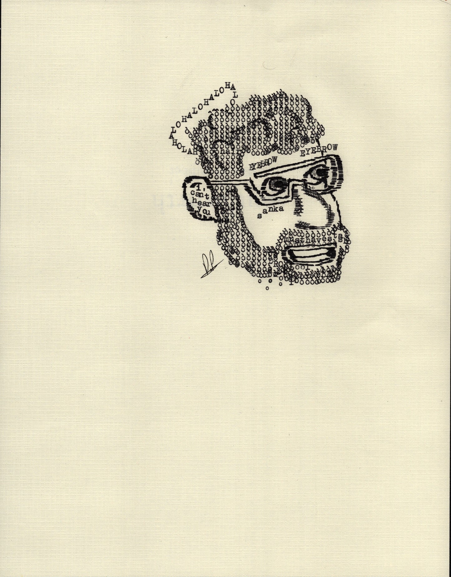 Sanka original typewriter artwork by Degen Poet