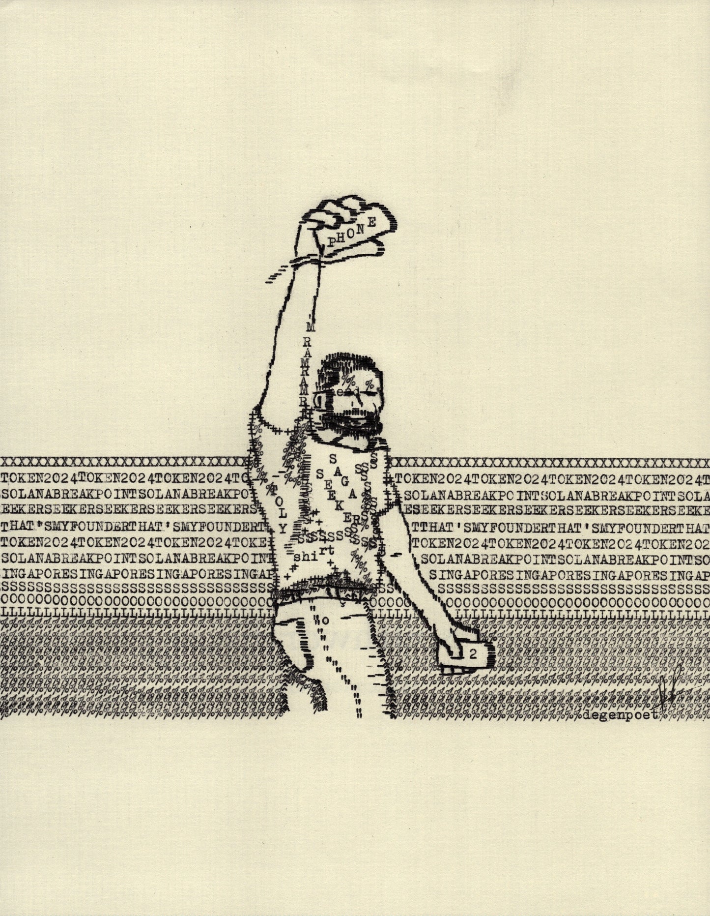 Seeker original typewriter artwork by Degen Poet