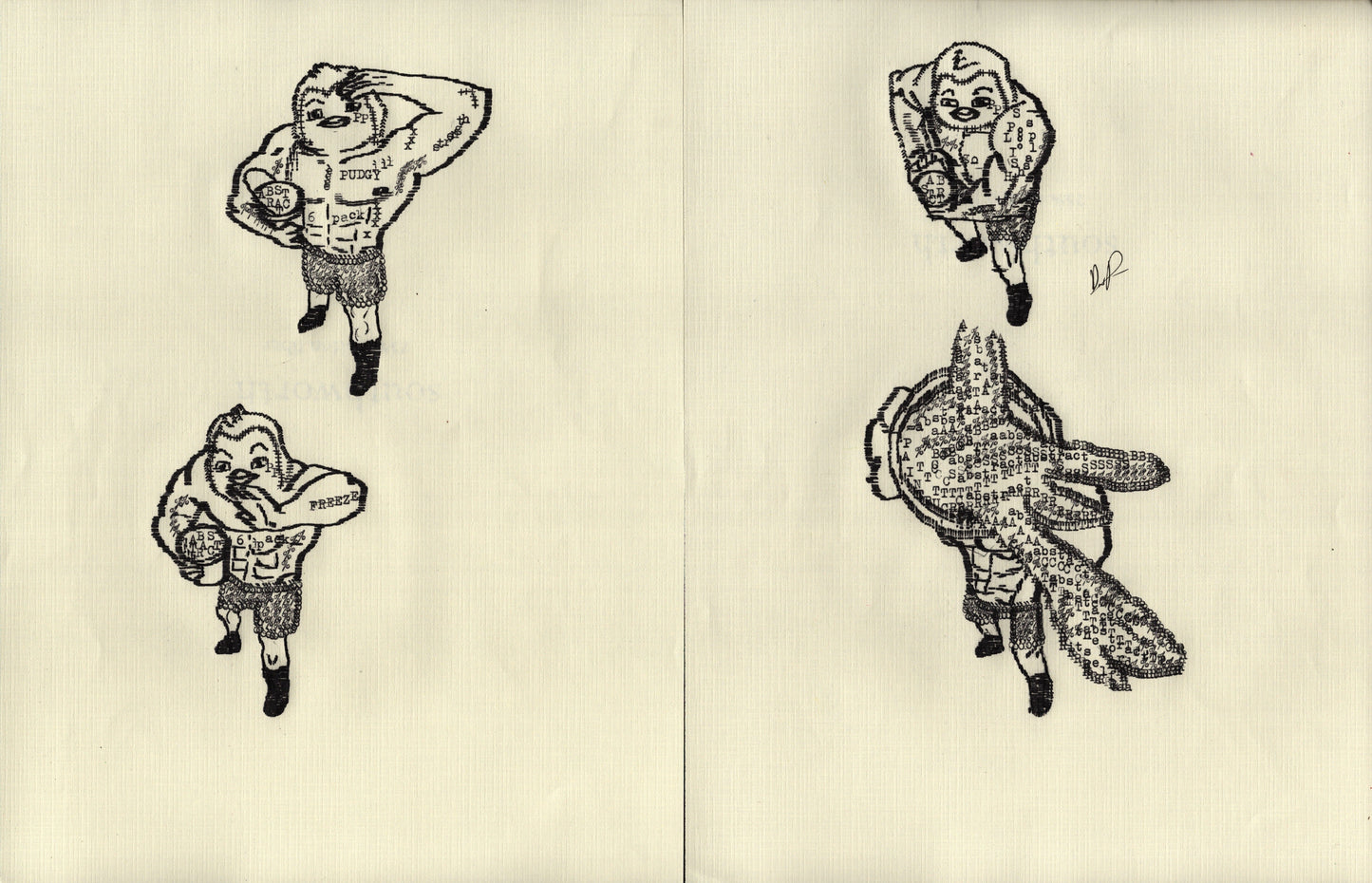 Pudgy Paint Toss original typewriter artwork