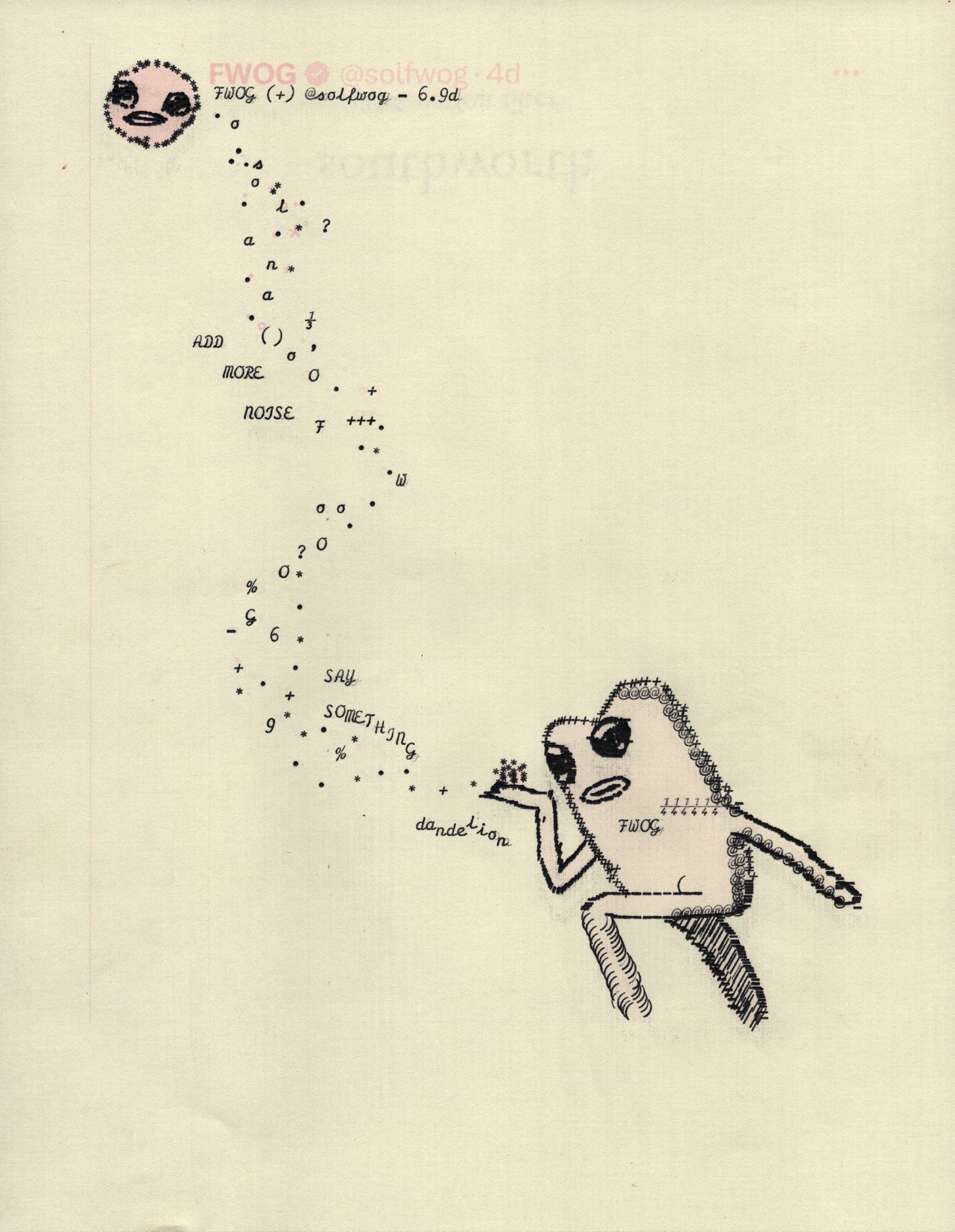 FWOG KISSES original typewriter artwork by Degen Poet