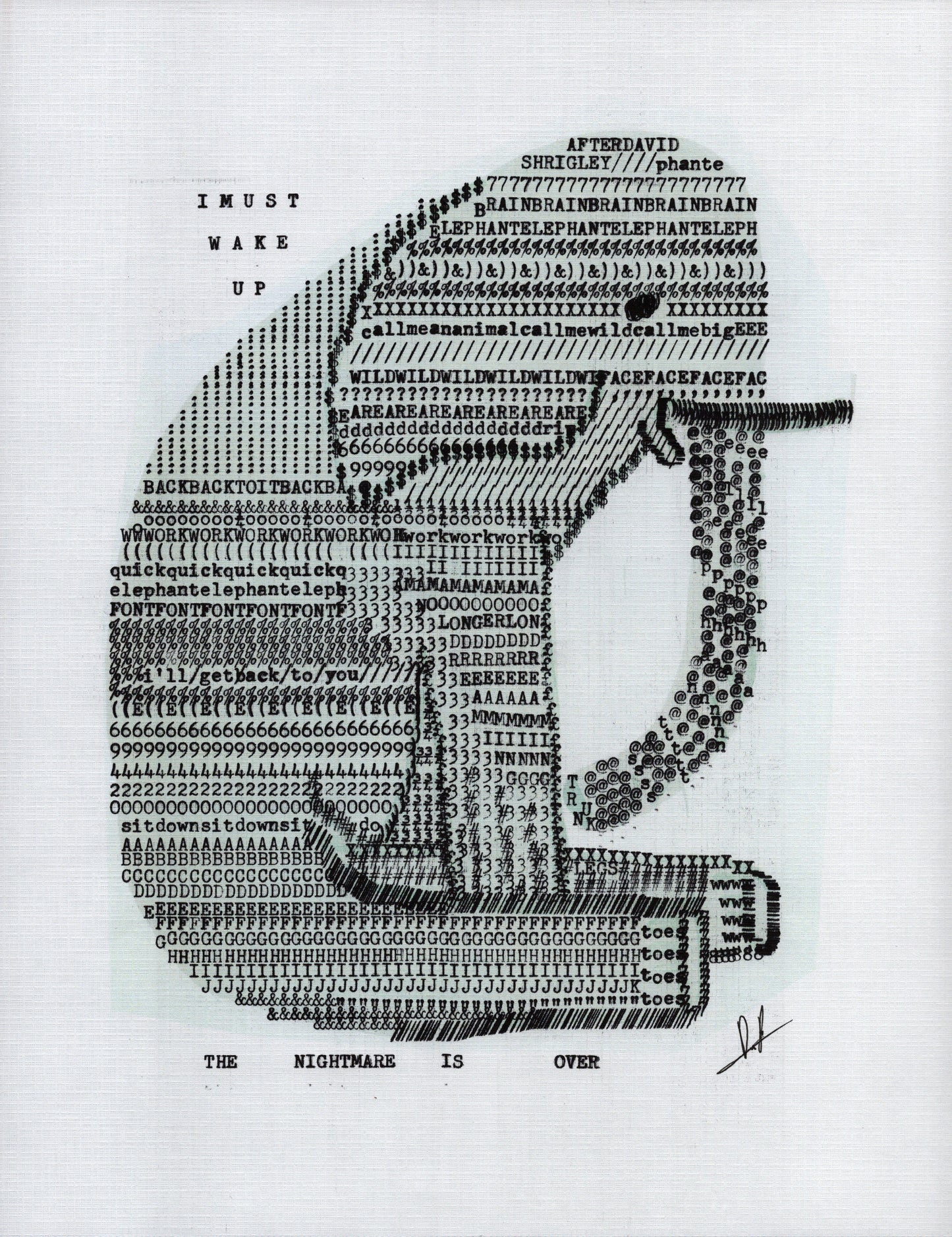 Elefont original typewriter artwork by Degen Poet