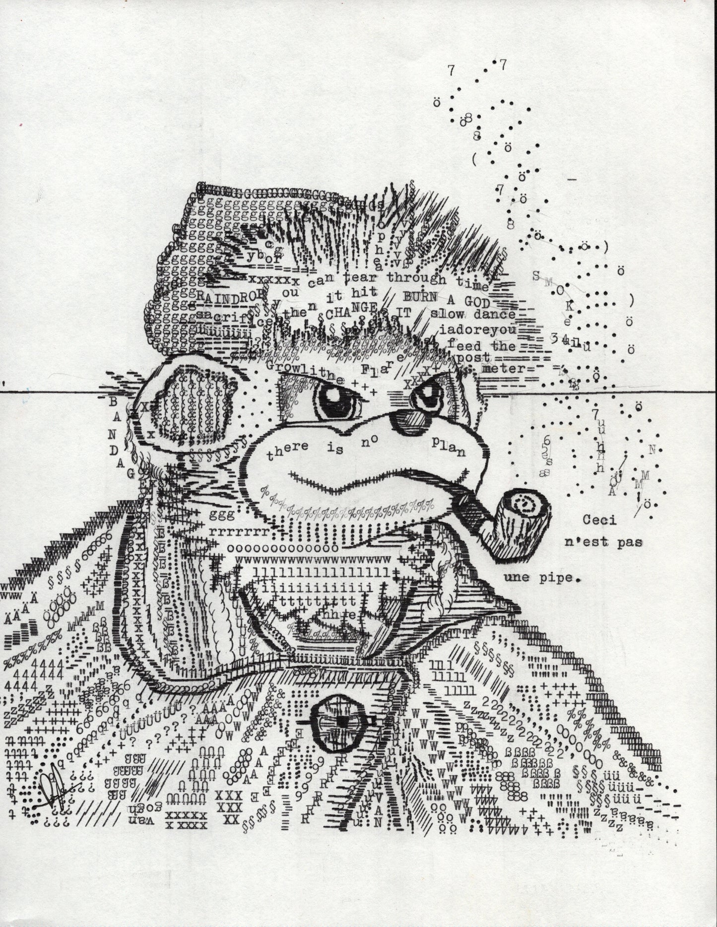 Growlithe original typewriter artwork by Degen Poet