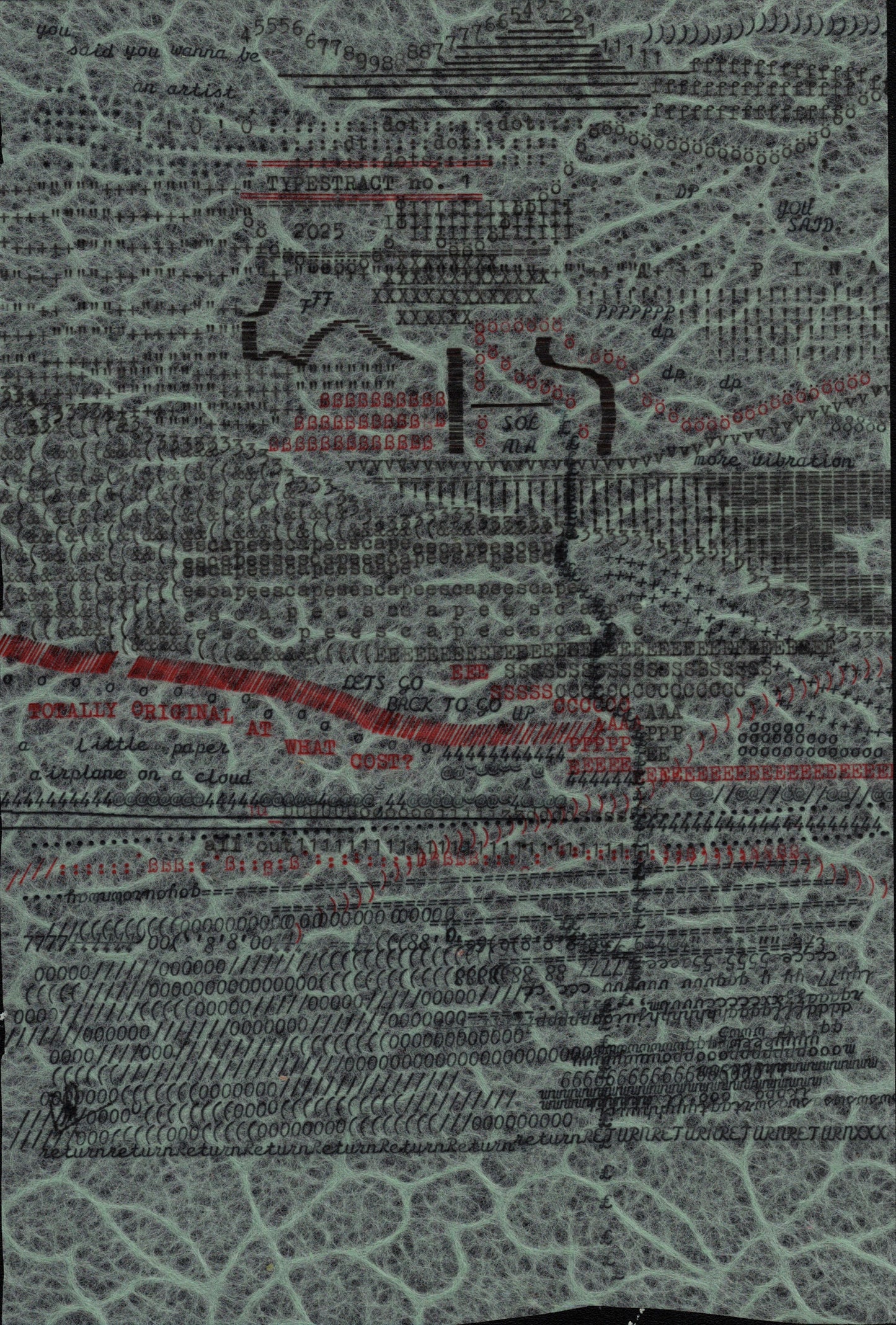 Typestract #01 original typewriter artwork by Degen Poet