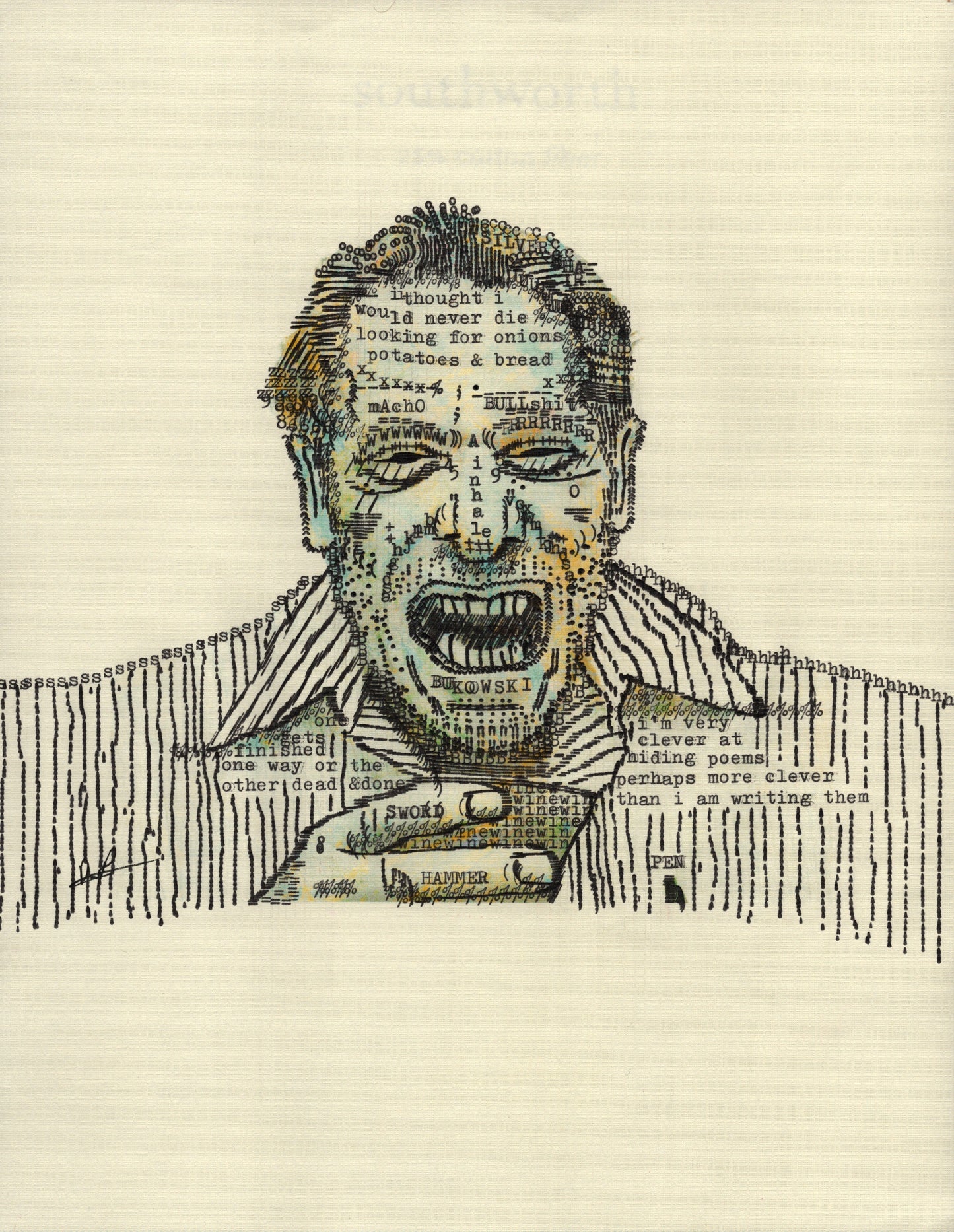 Bukowski original typewriter artwork by Degen Poet