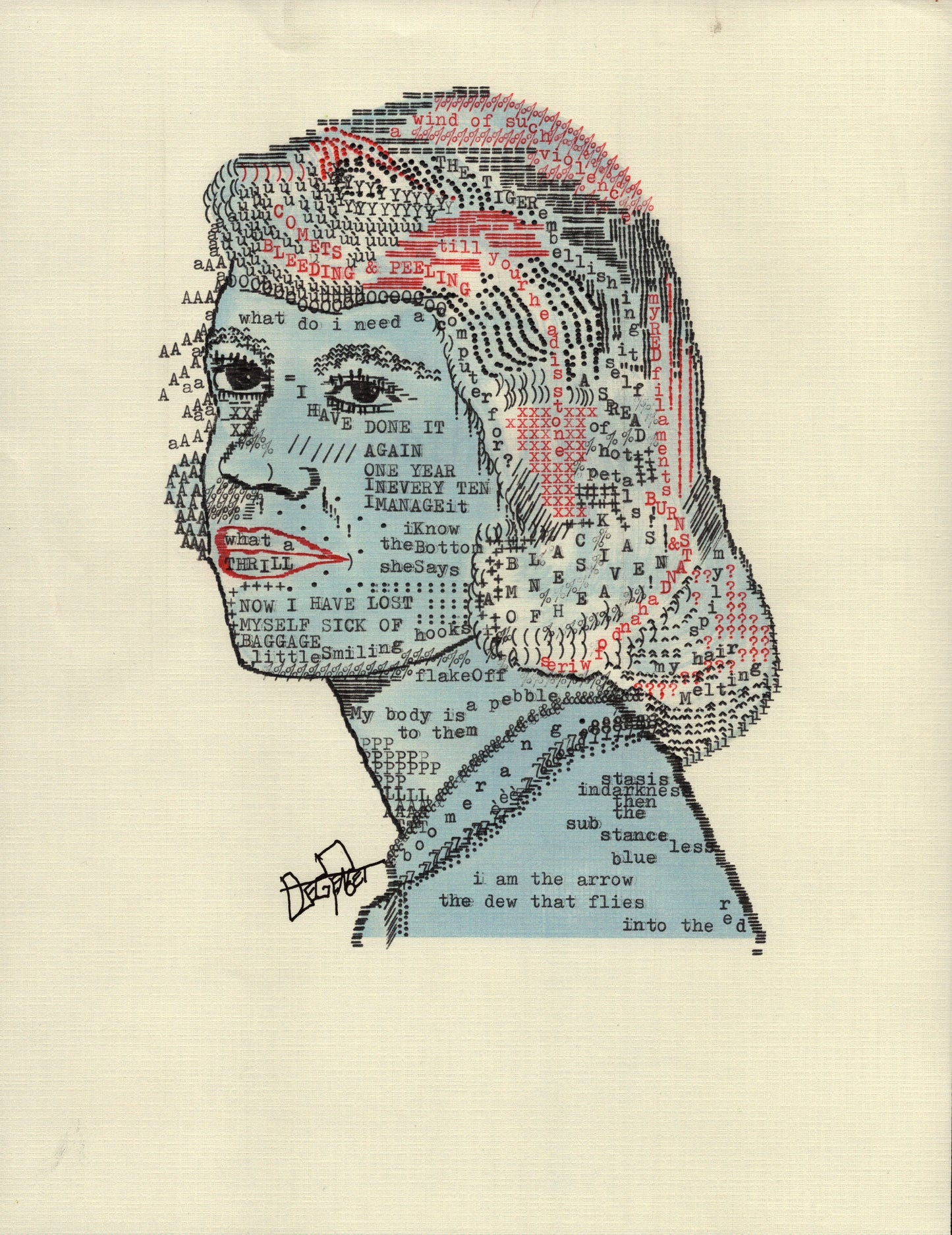 Sylvia Plath original typewriter artwork by Degen Poet