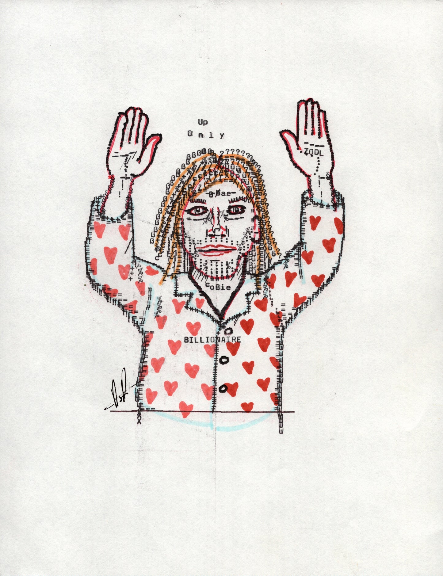 Up Only original typewriter artwork by Degen Poet