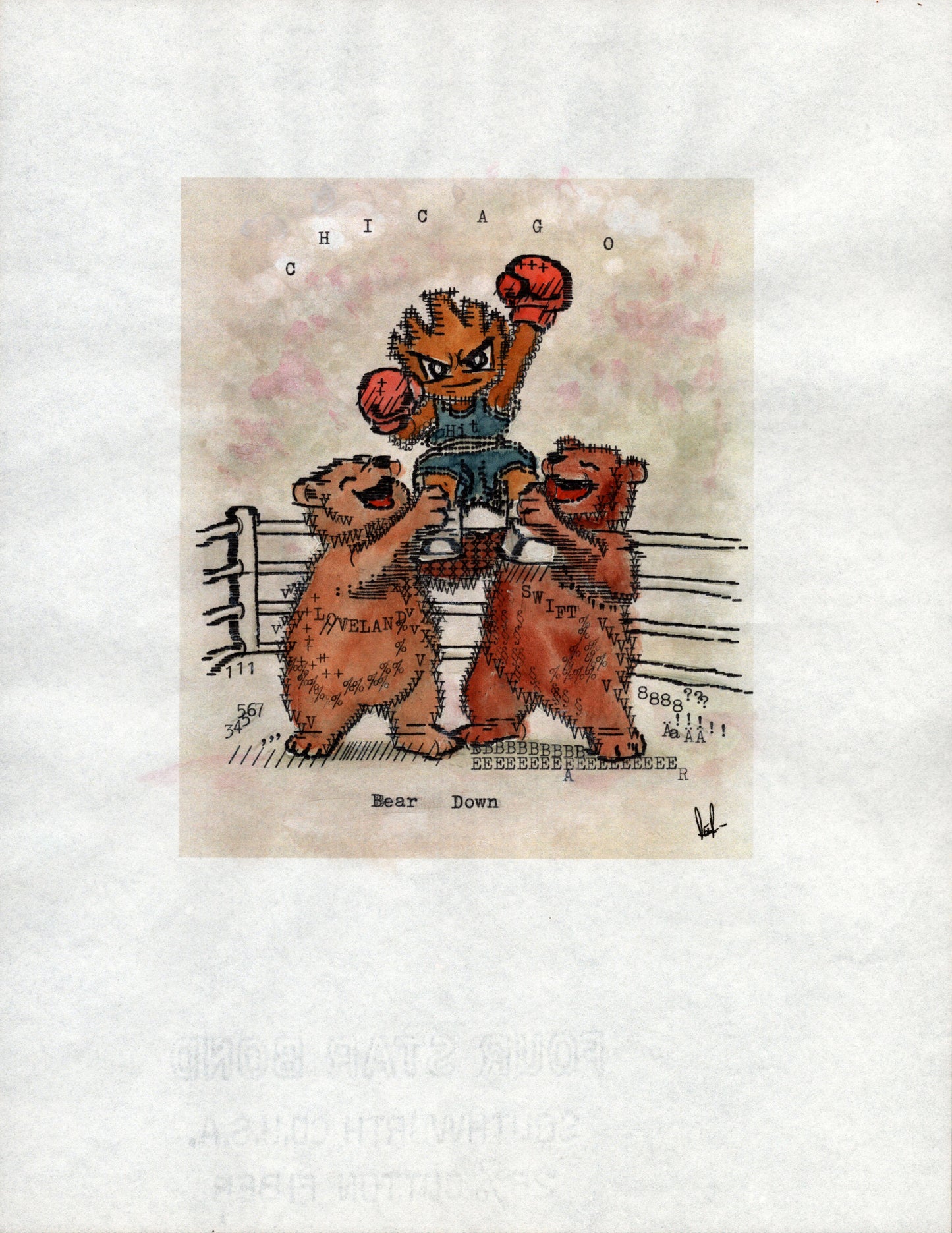 Hitmonchan original typewriter artwork
