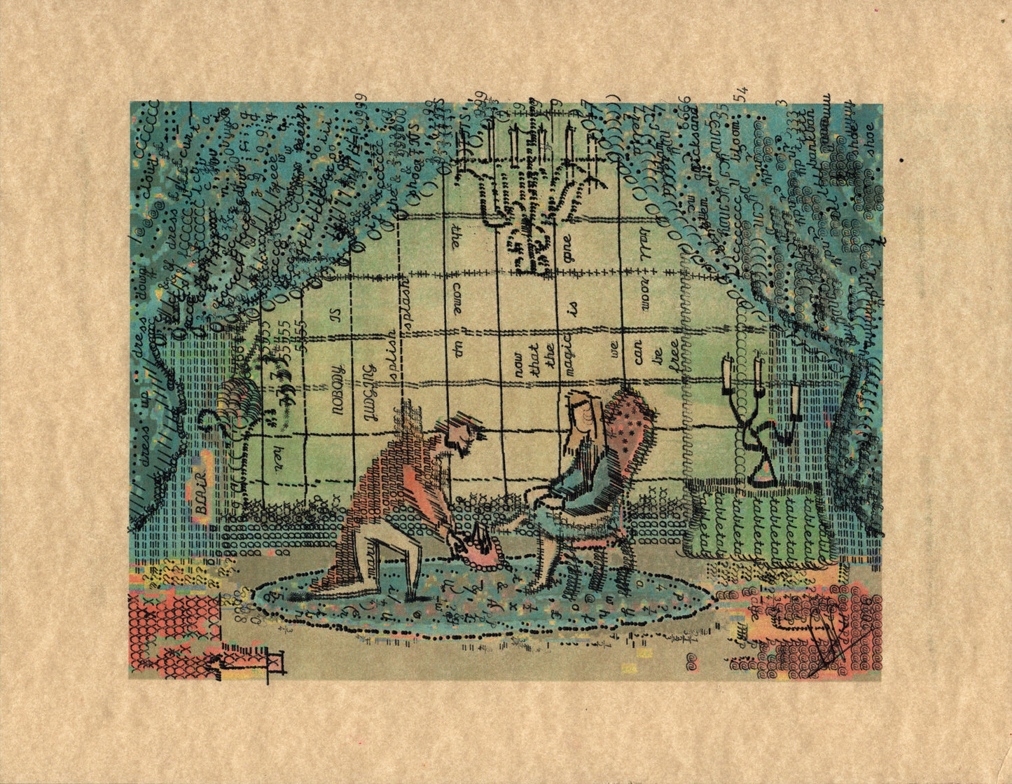 Dress-up original typewriter artwork