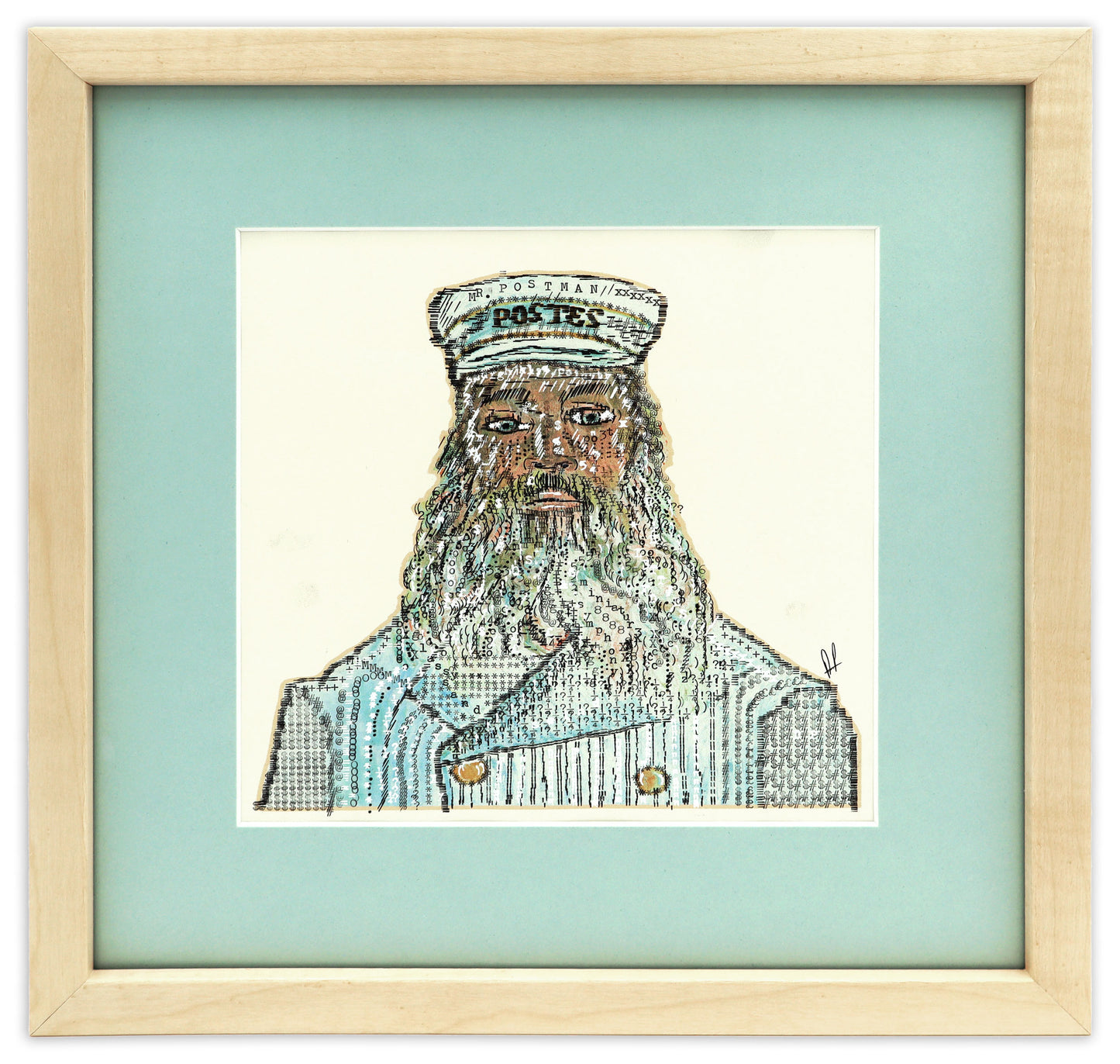 Mr. Postman original typewriter artwork by Degen Poet
