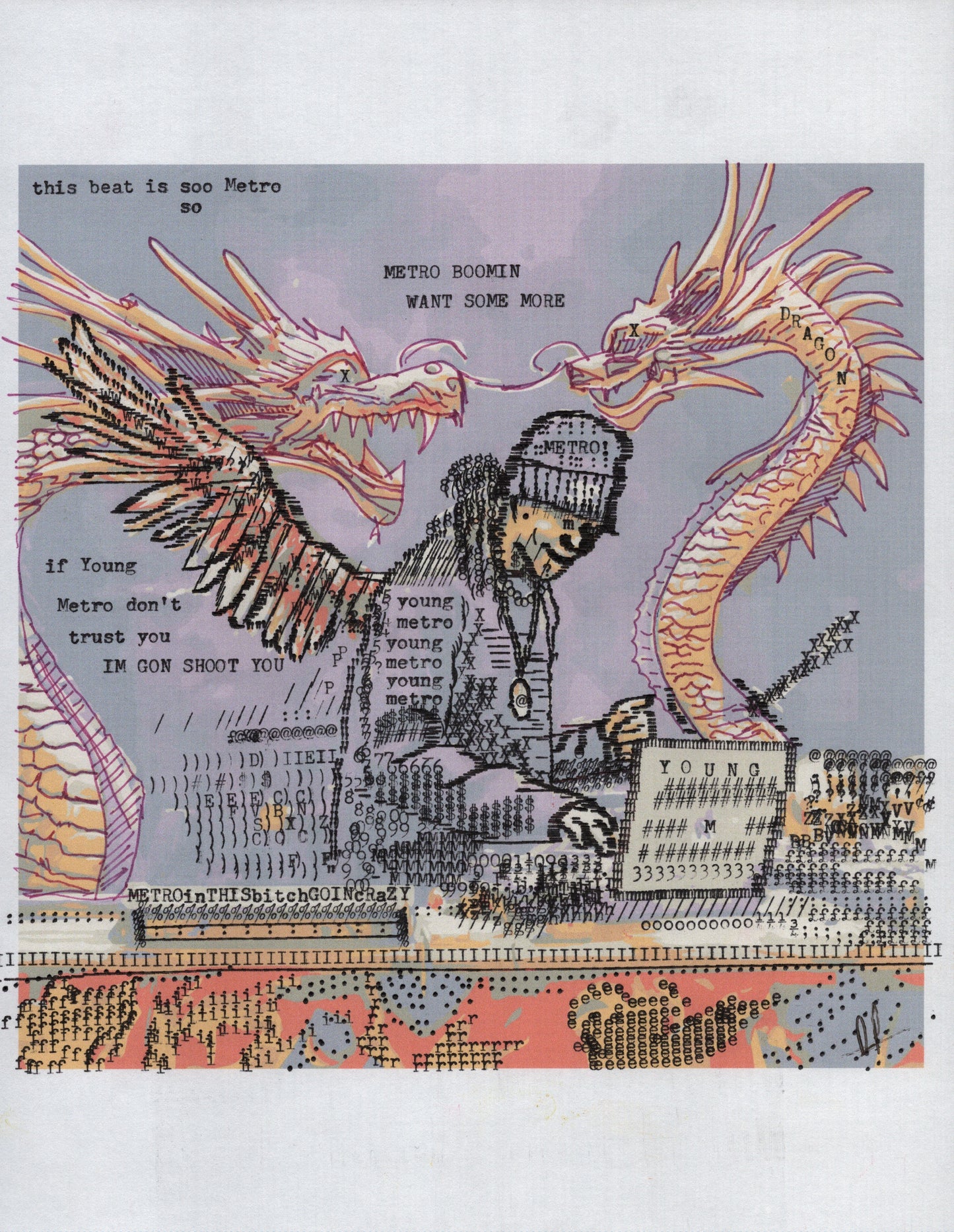 Metro Boomin original typewriter artwork by Degen Poet