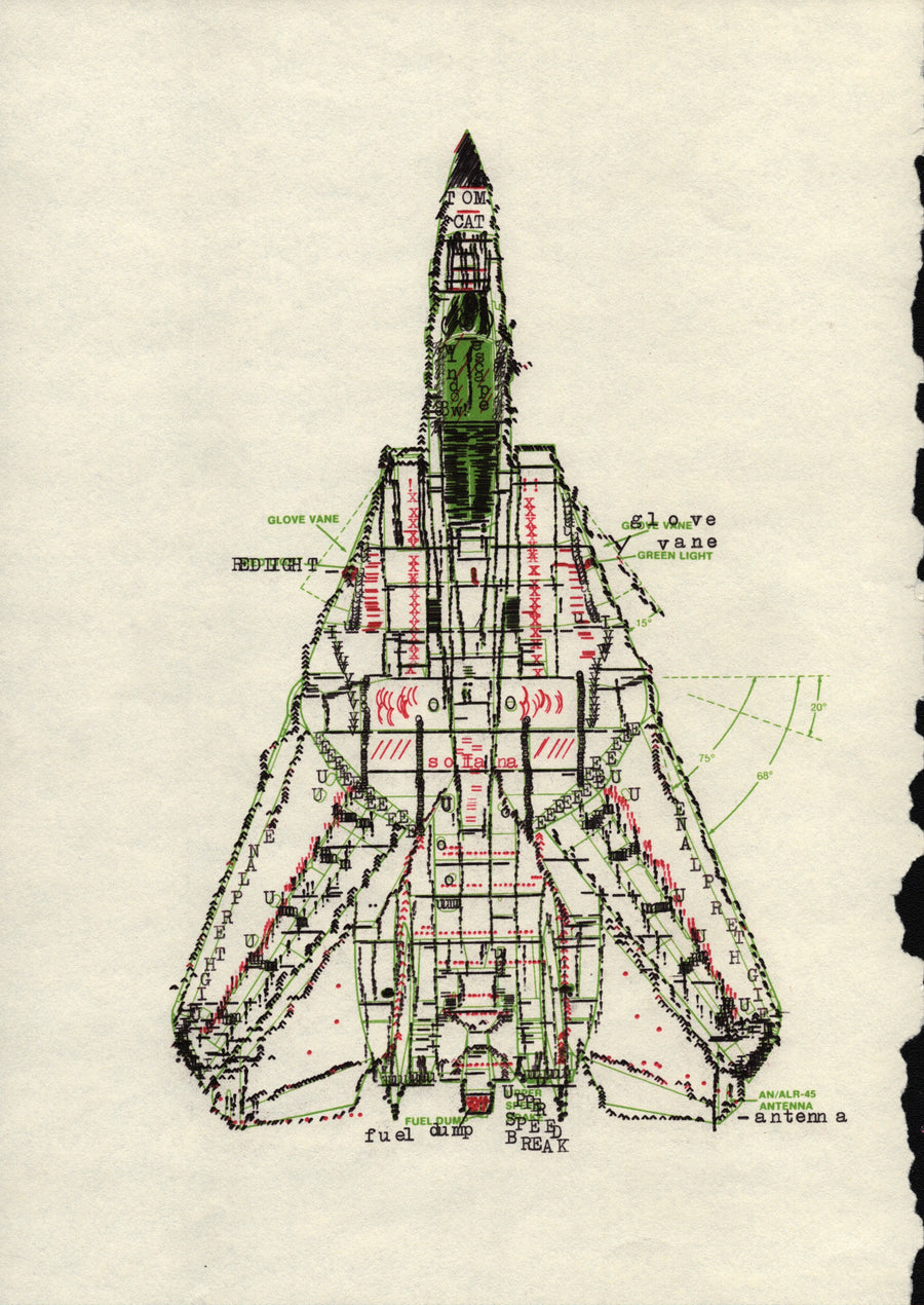 Tomcat original typewriter artwork by Degen Poet