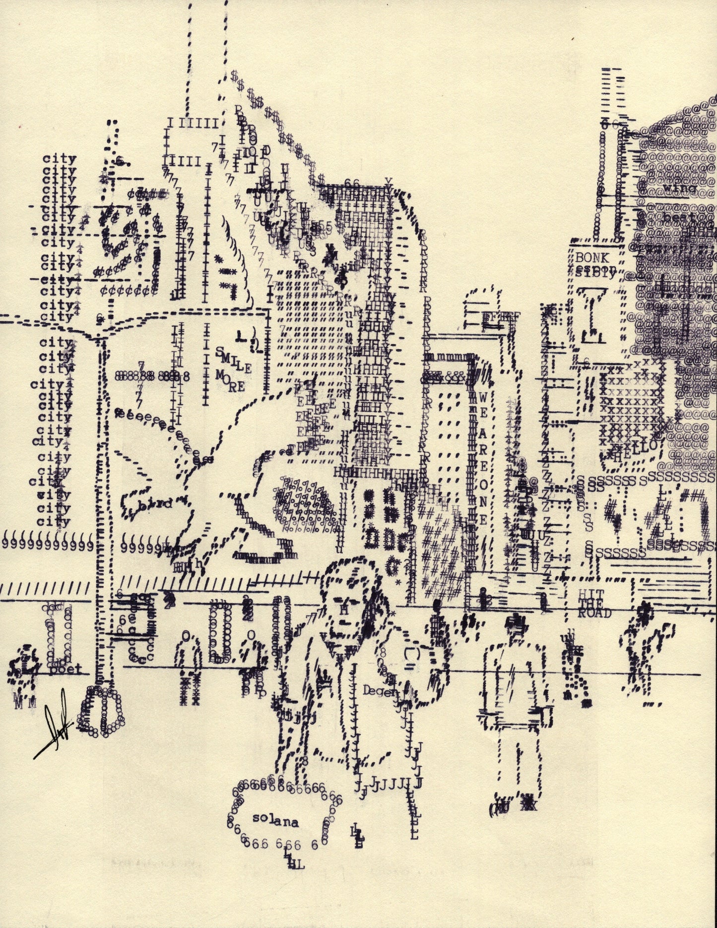h original typewriter artwork by Degen Poet