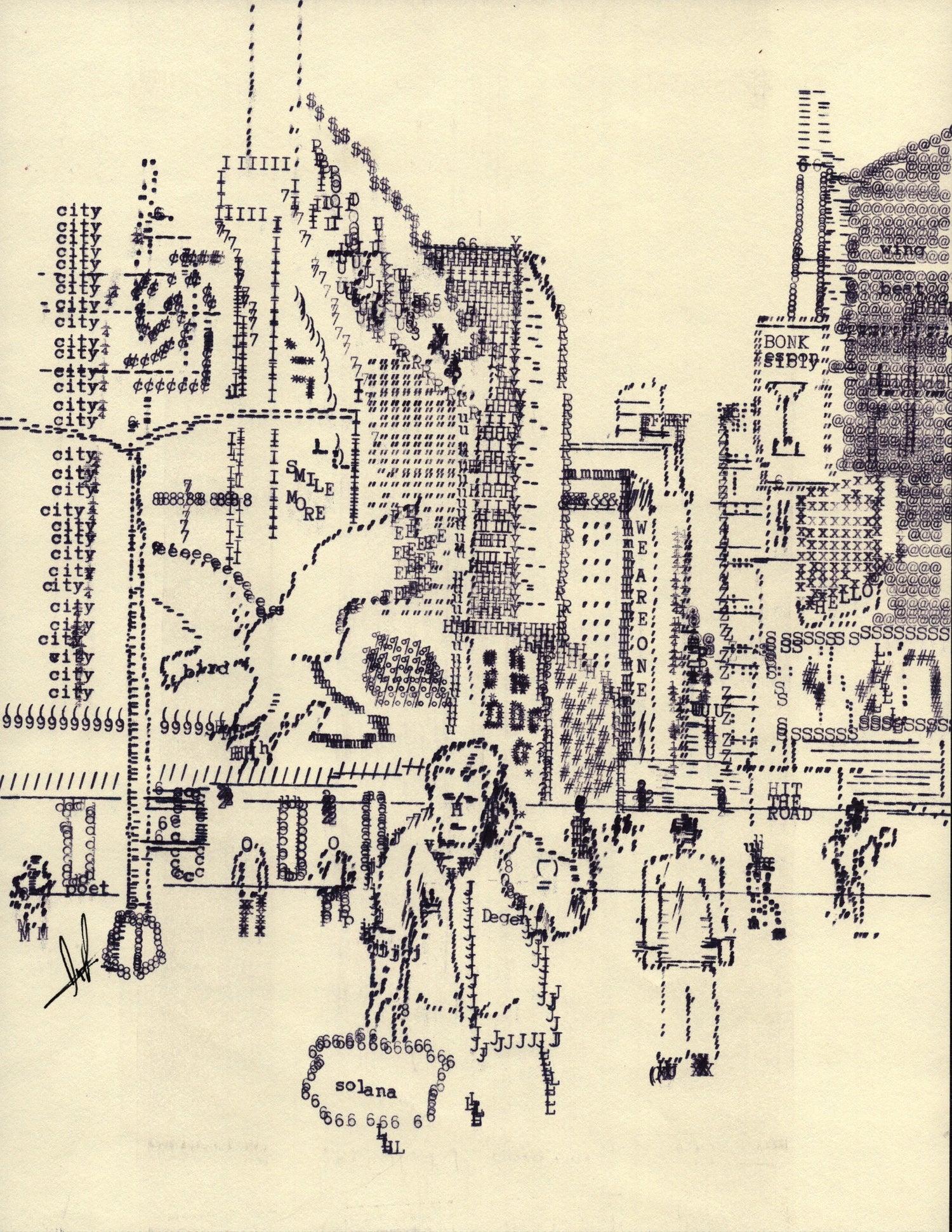 h original typewriter artwork