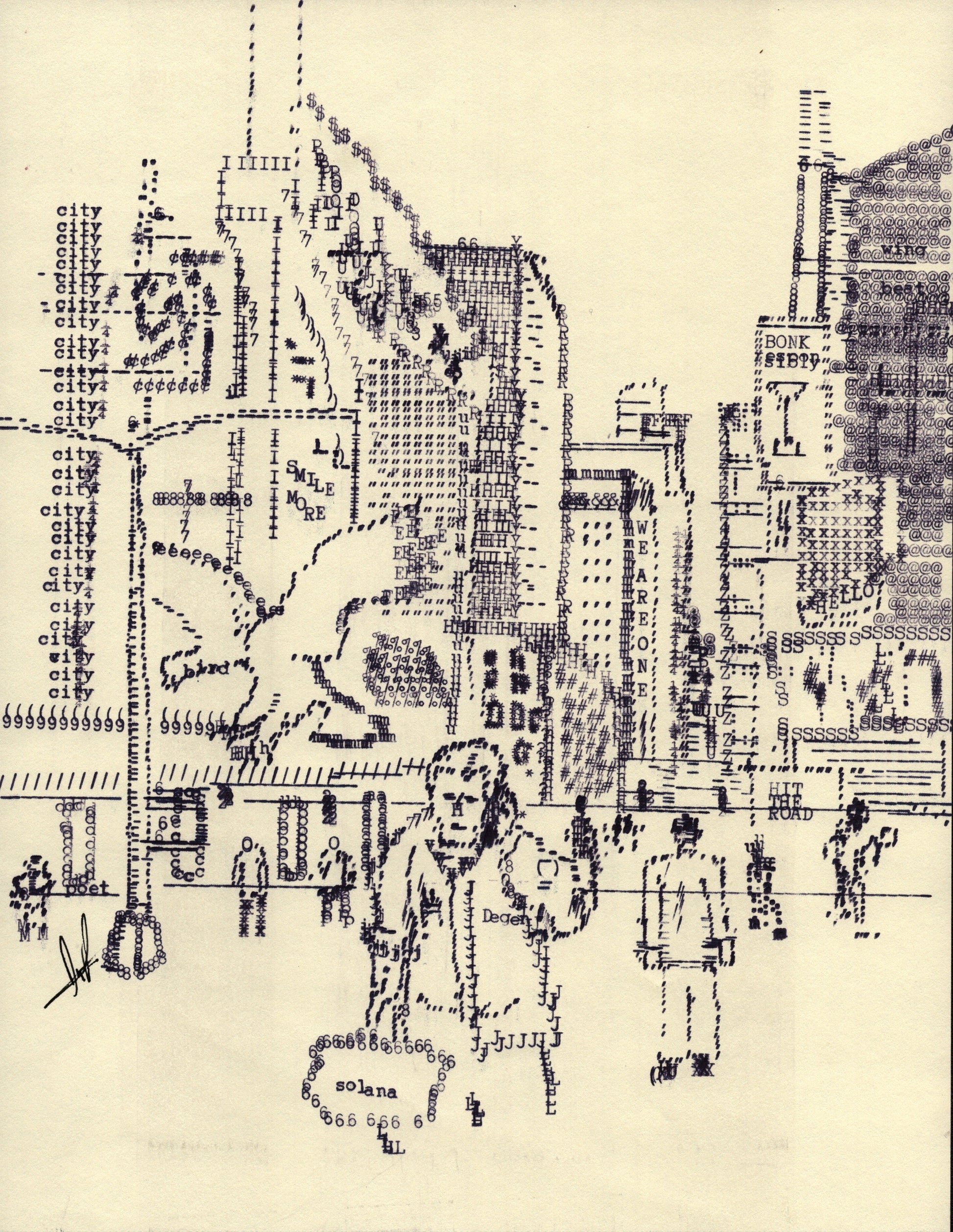 h original typewriter artwork by Degen Poet
