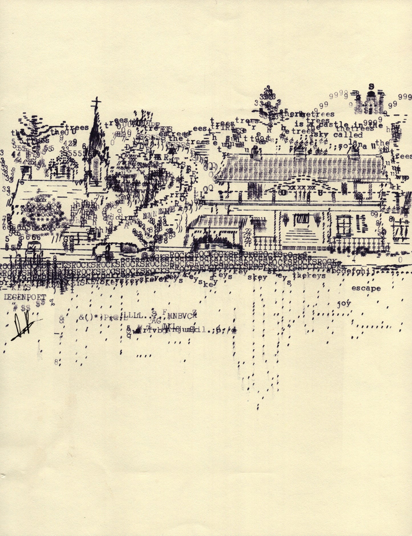j original typewriter artwork by Degen Poet