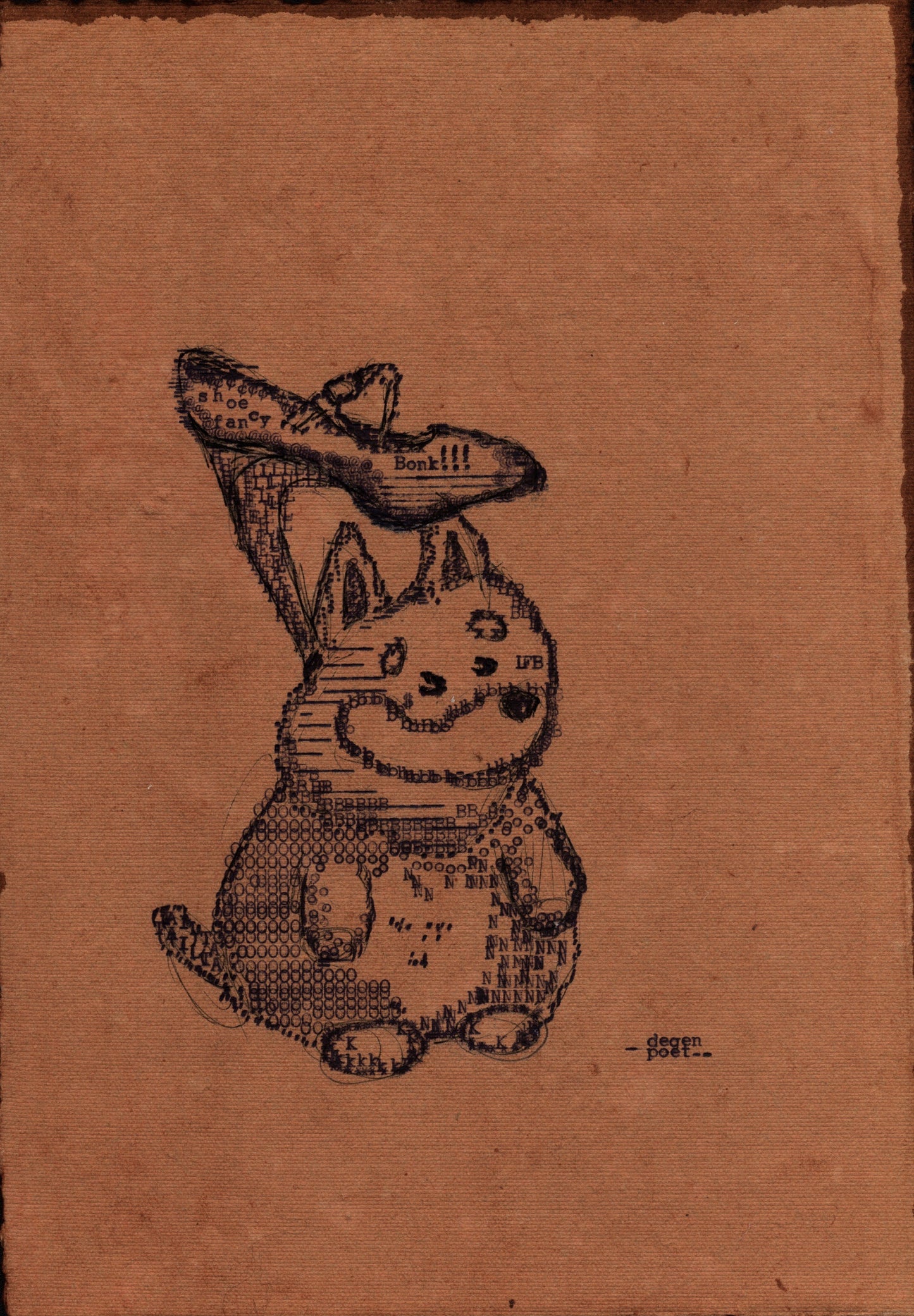 High-Heeled Bonk original typewriter artwork by Degen Poet
