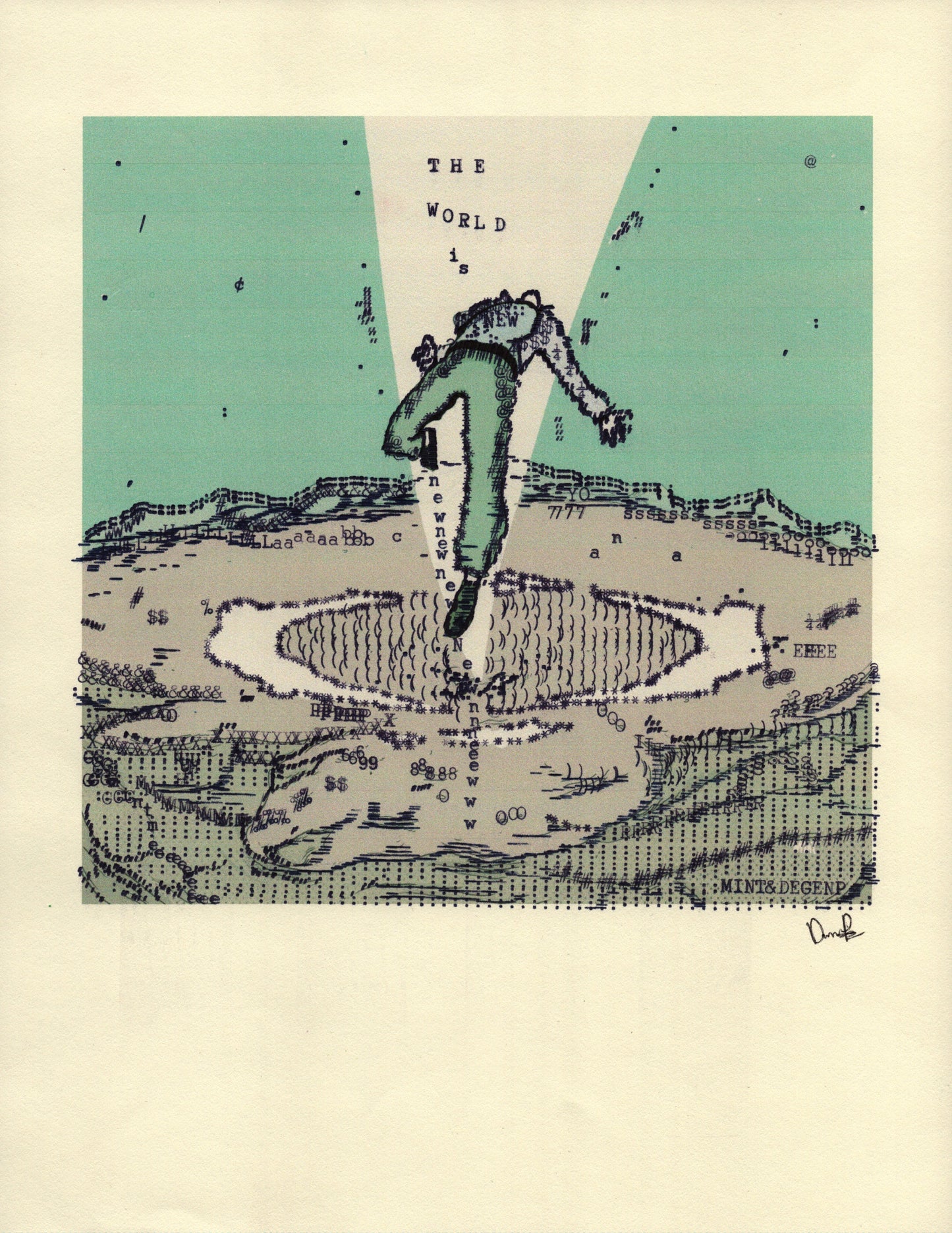 Degen X Mint original typewriter artwork by Degen Poet