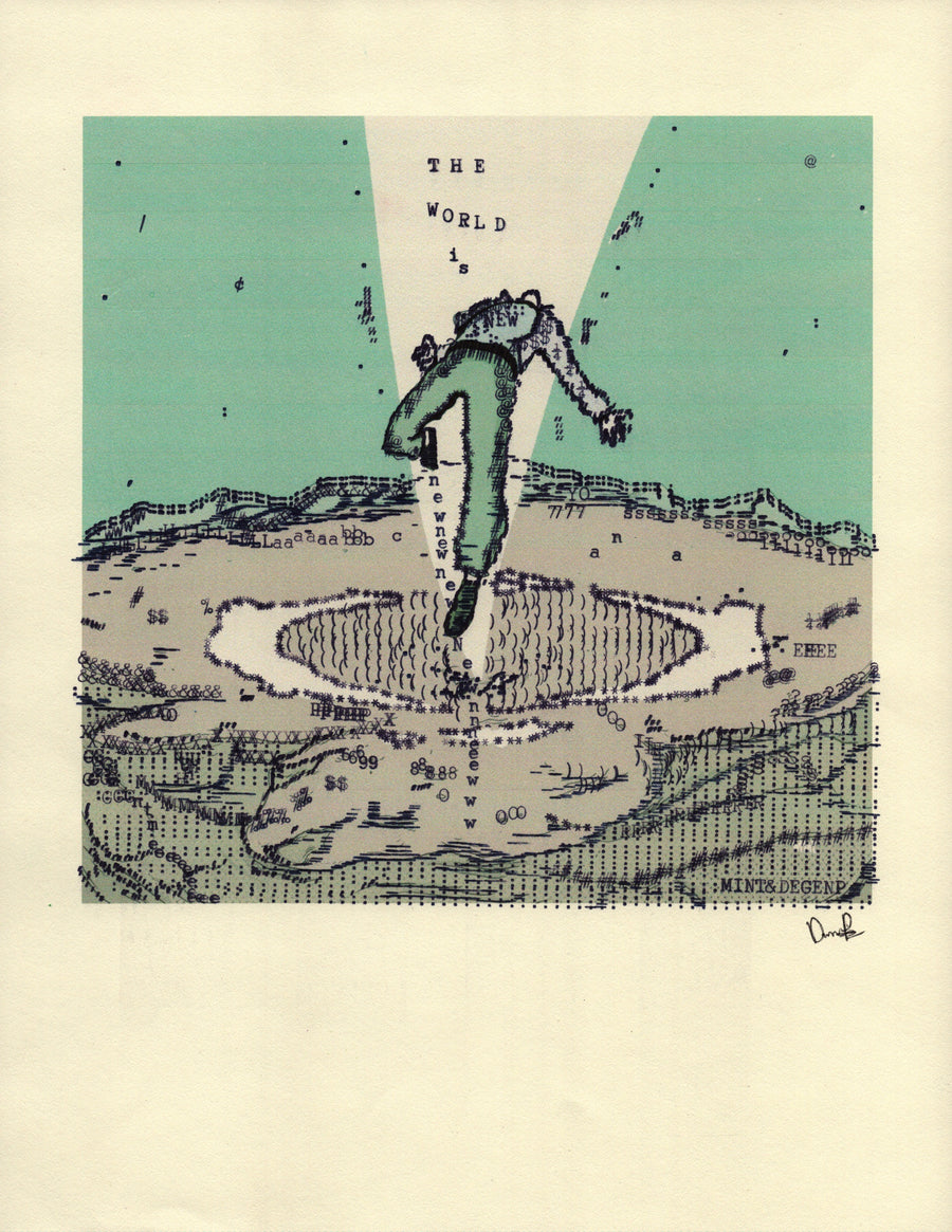 Degen X Mint original typewriter artwork by Degen Poet