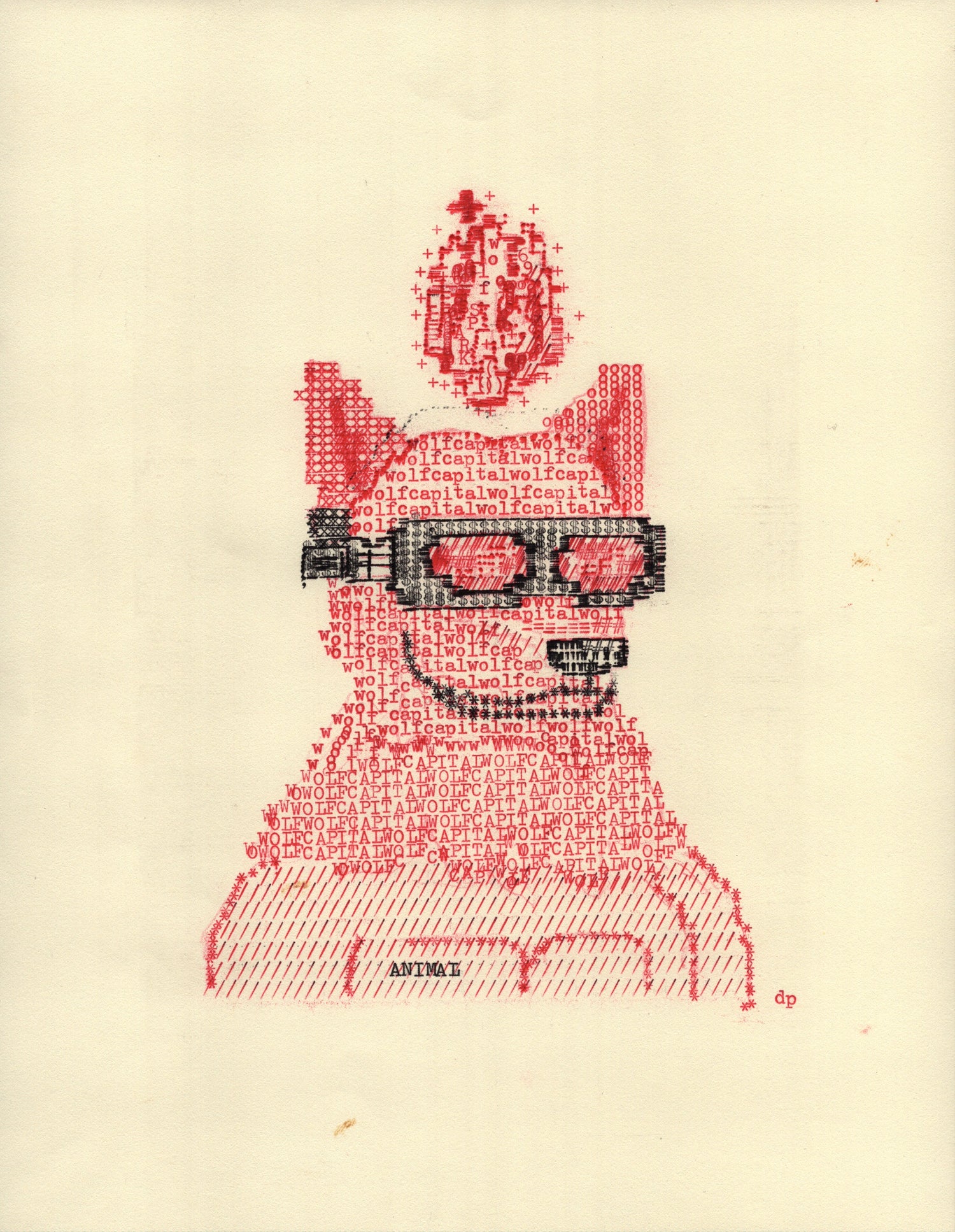 Fire Wolf original typewriter artwork