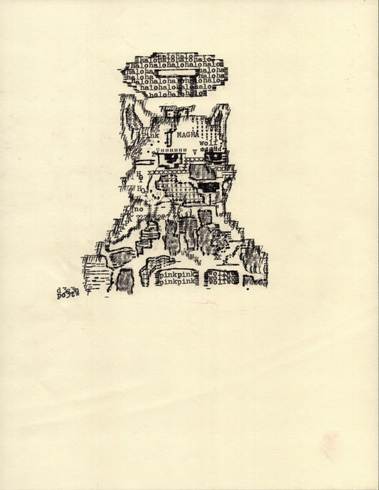 Pink Magma Wolf original typewriter artwork