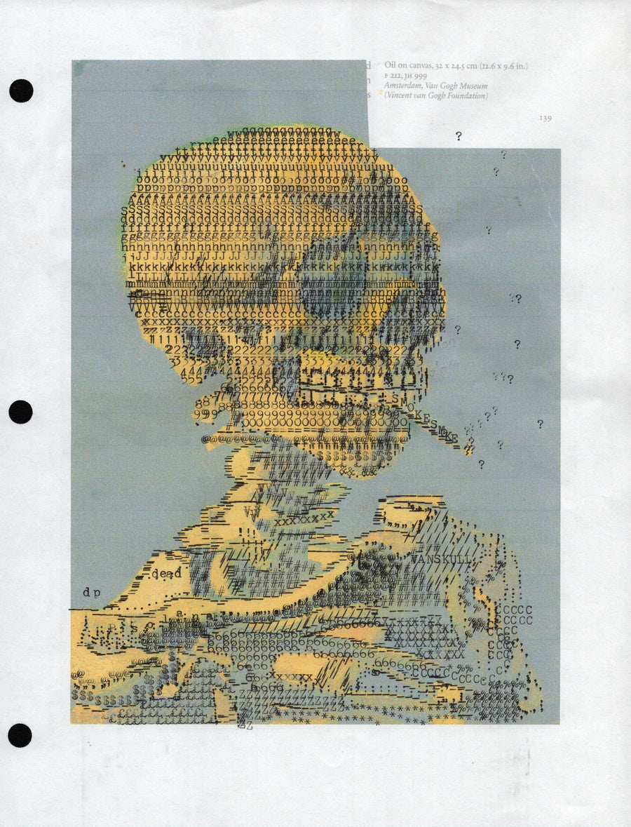Van Gogh Skull original typewriter artwork by Degen Poet
