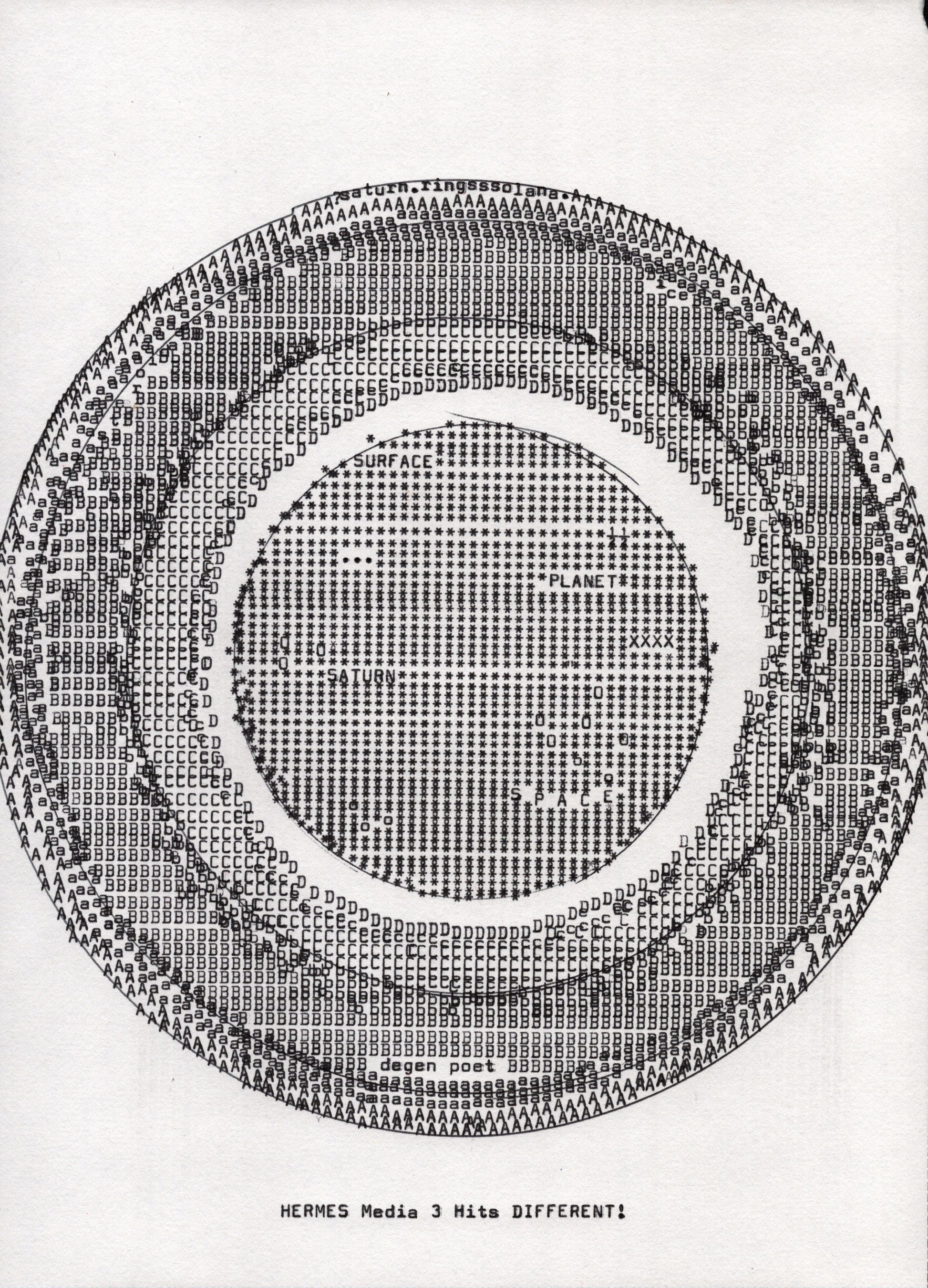 Type Saturn original typewriter artwork by Degen Poet