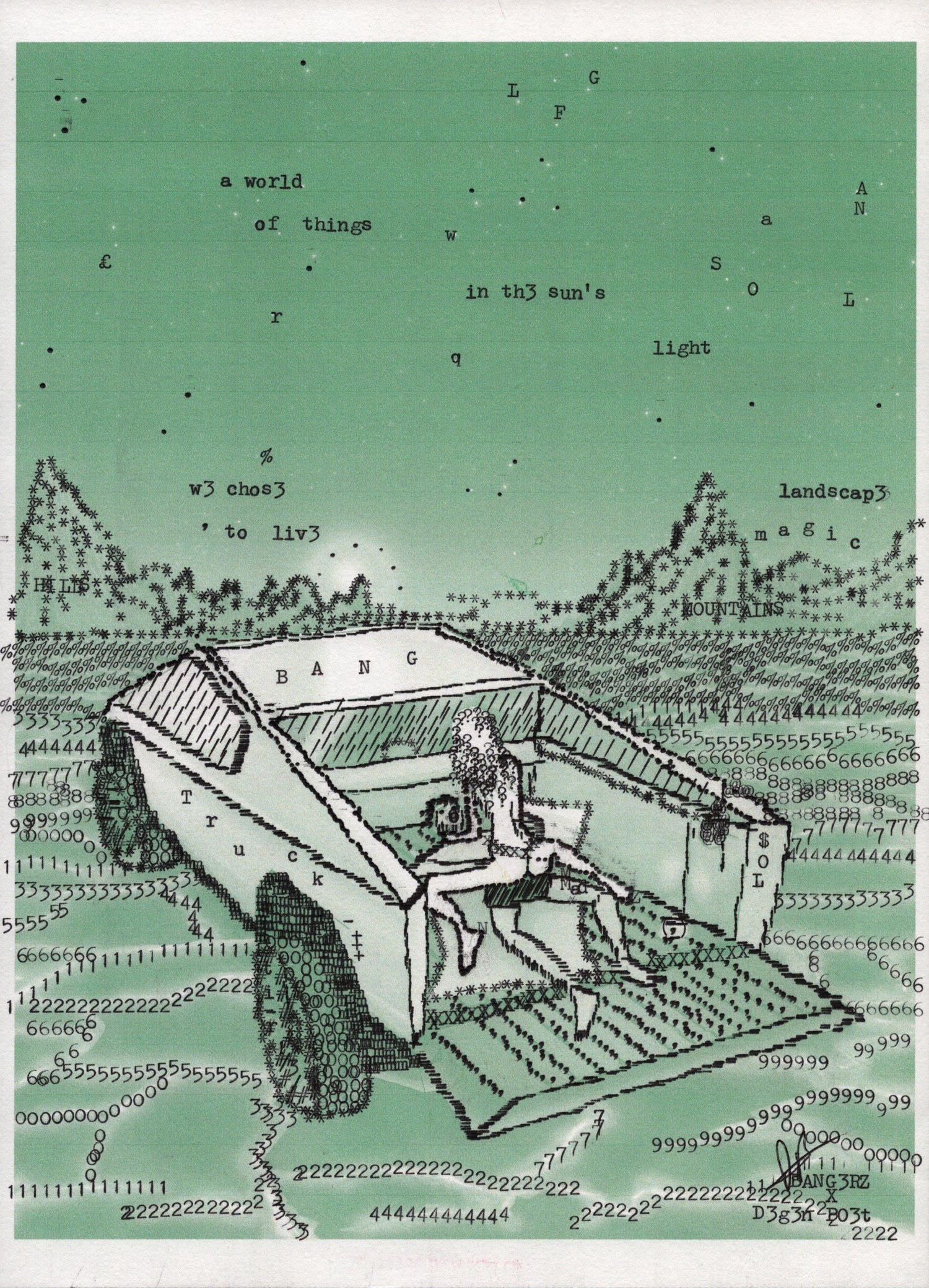 Bang Truck original typewriter artwork