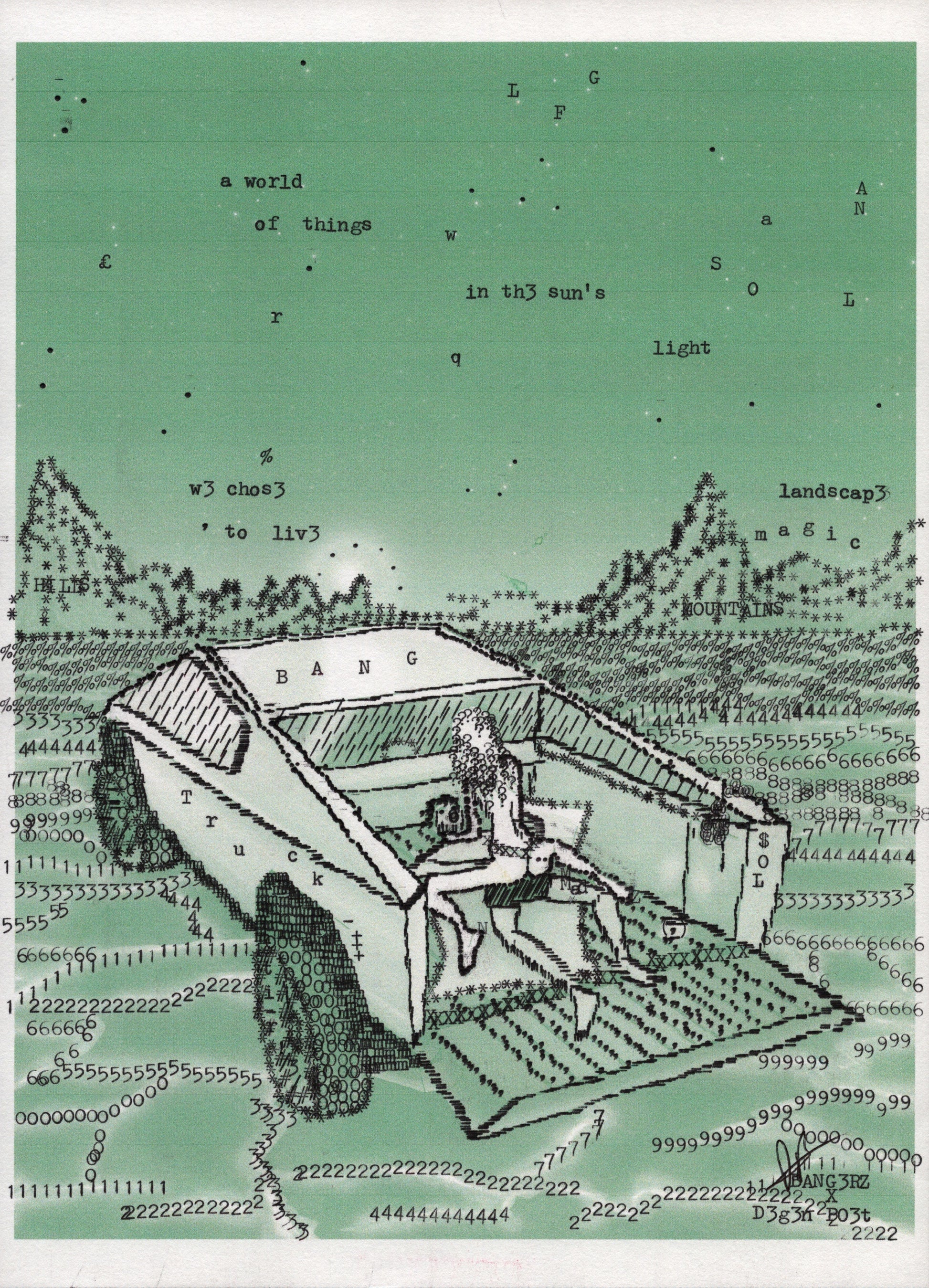 Bang Truck original typewriter artwork by Degen Poet