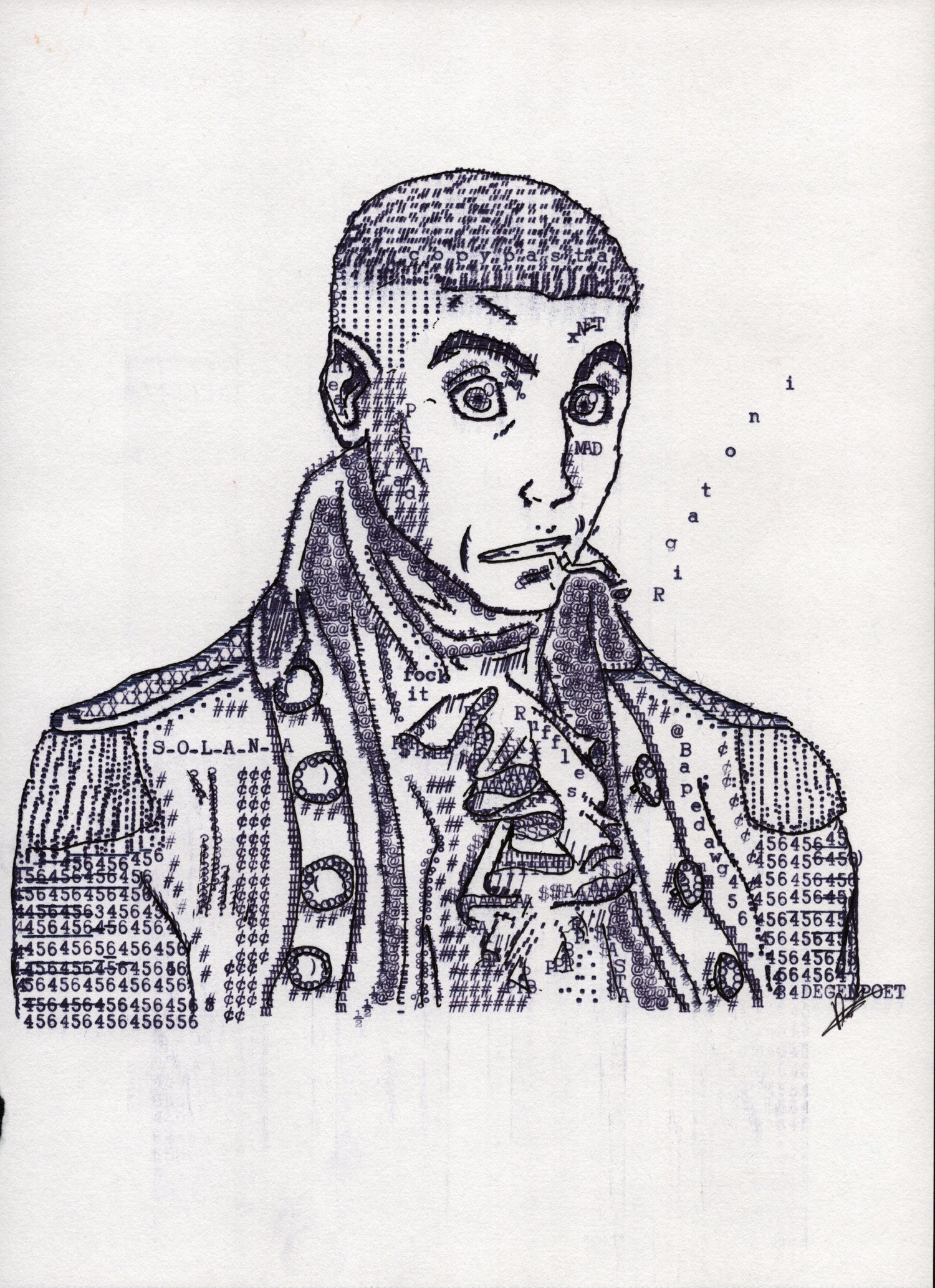 Pasta Lad original typewriter artwork