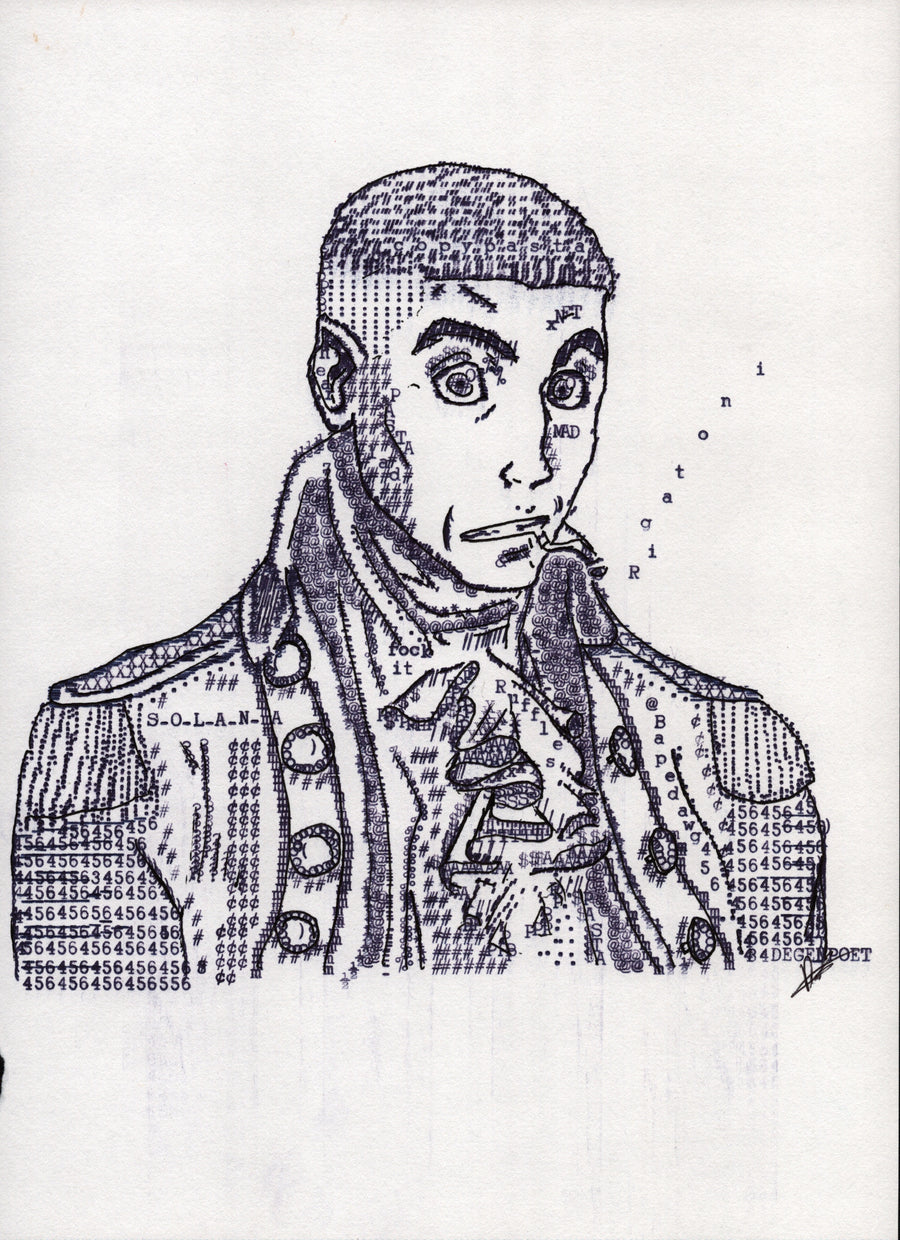 Pasta Lad original typewriter artwork by Degen Poet