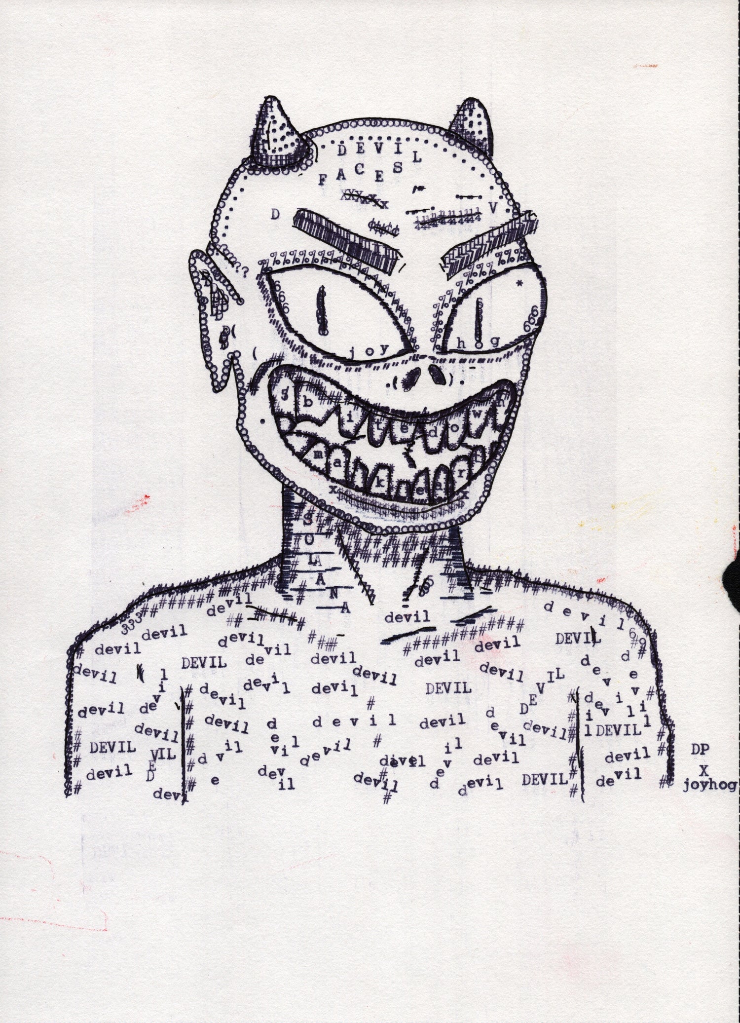 Joyhog Devil original typewriter artwork