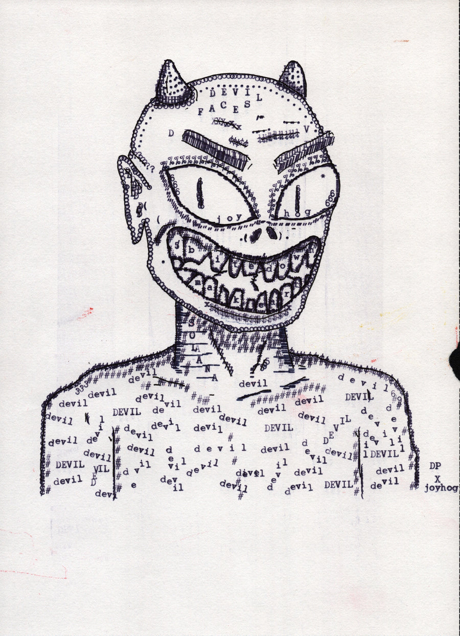 Joyhog Devil original typewriter artwork by Degen Poet