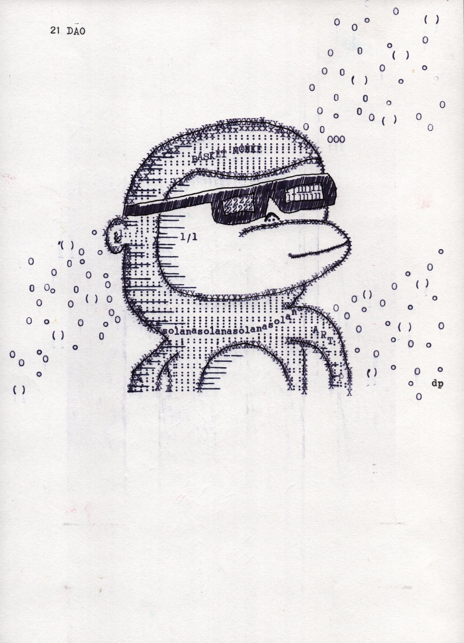 Basket Monke original typewriter artwork