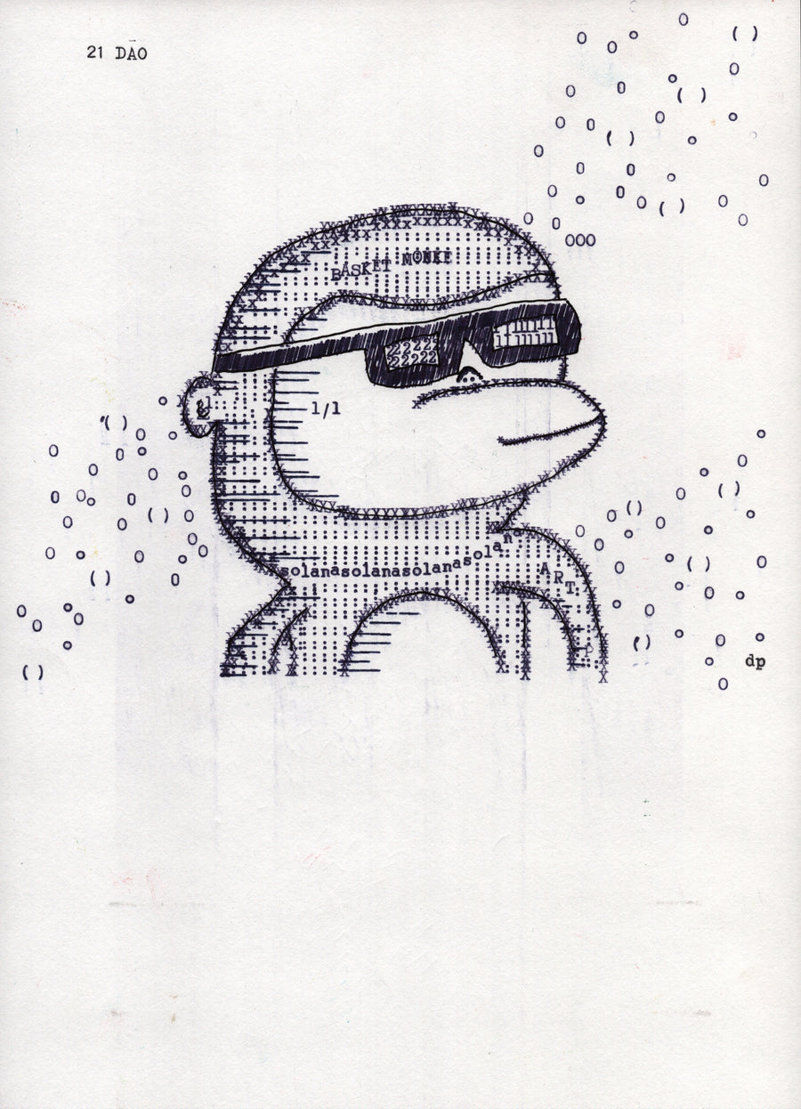 Basket Monke original typewriter artwork by Degen Poet