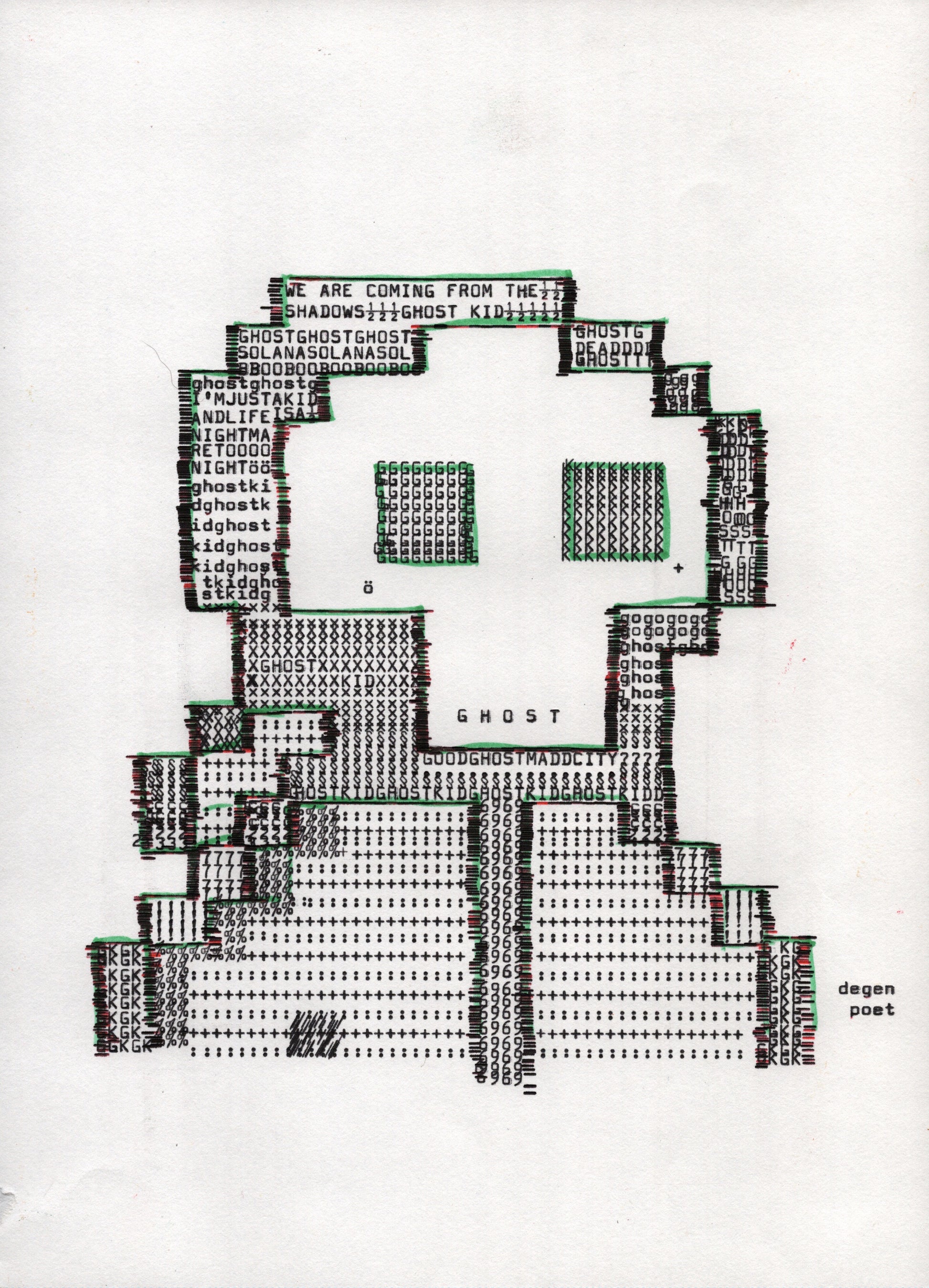 Type Ghost original typewriter artwork by Degen Poet