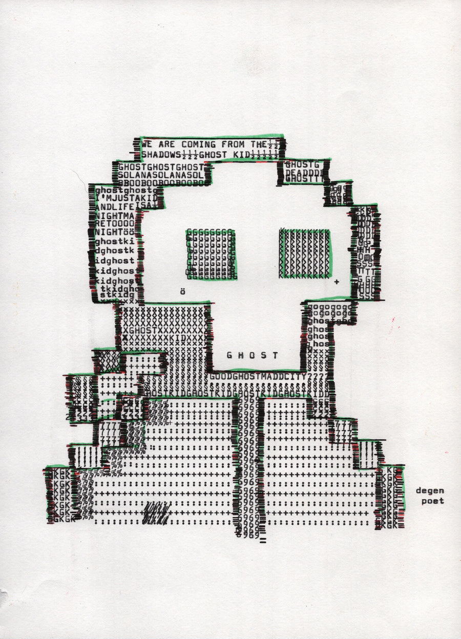 Type Ghost original typewriter artwork by Degen Poet