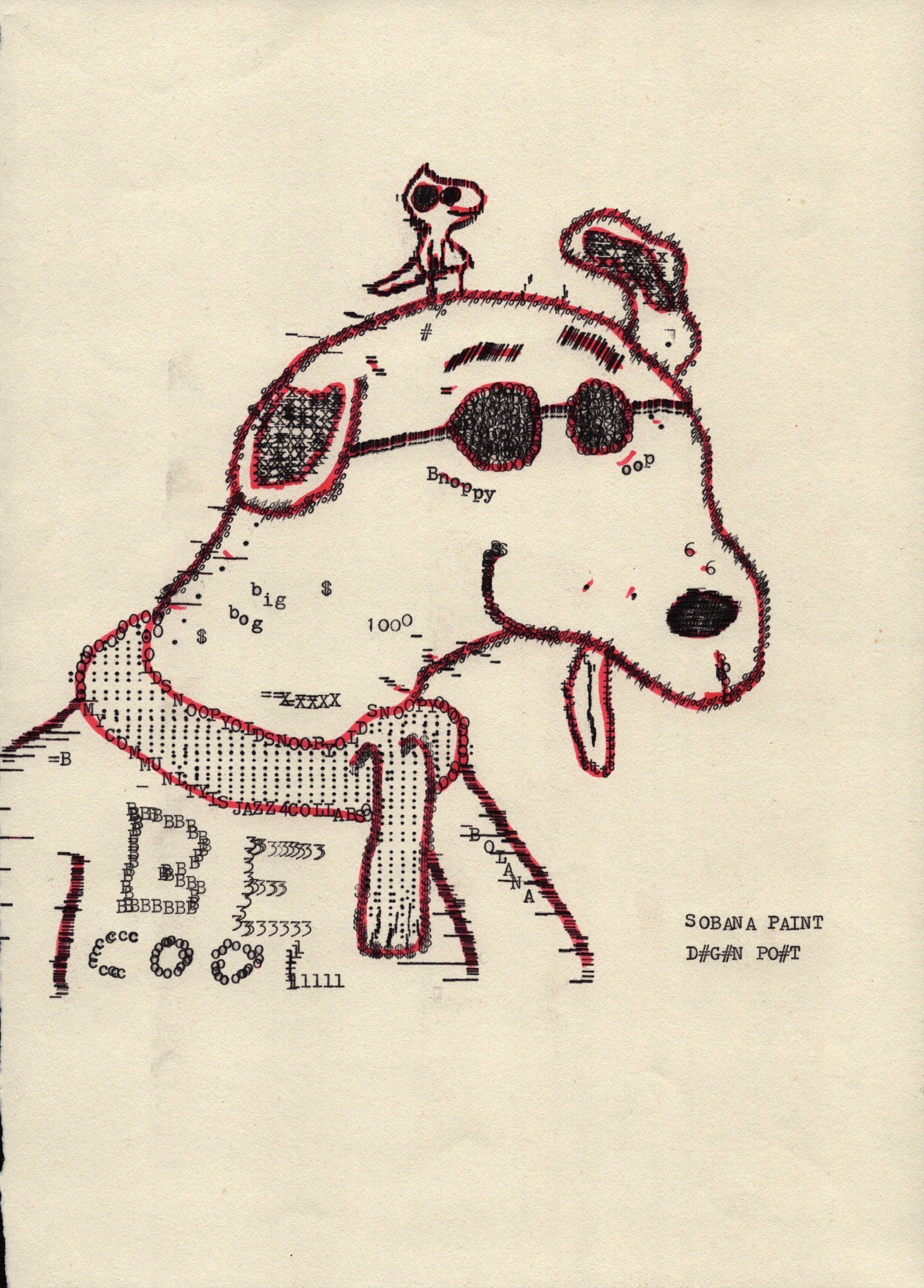 Snooby original typewriter artwork by Degen Poet