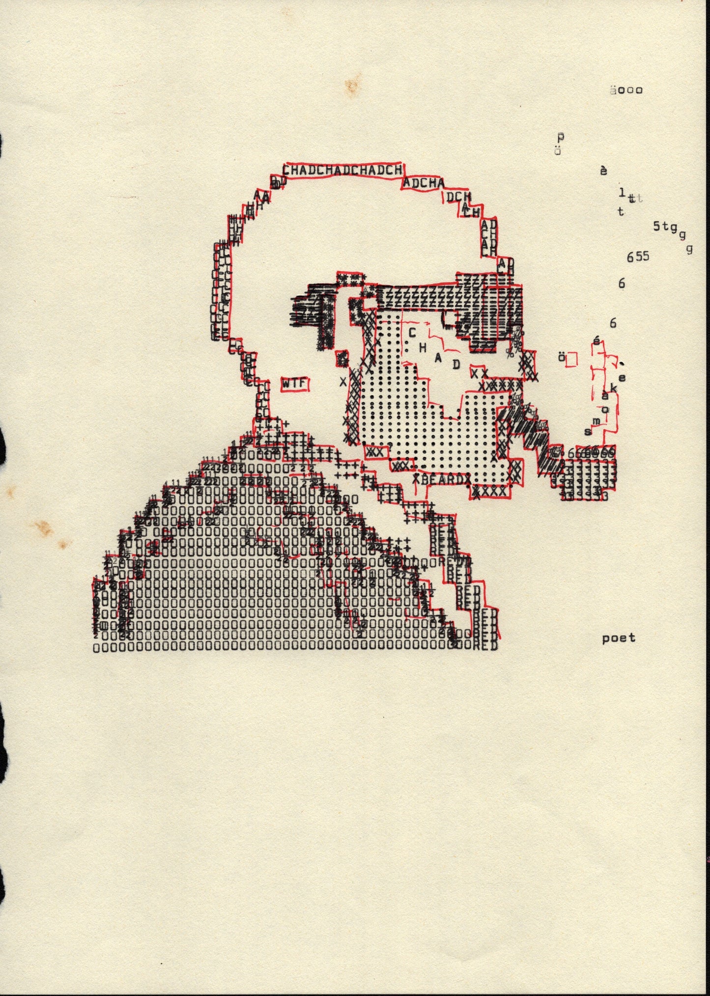 Chad original typewriter artwork by Degen Poet