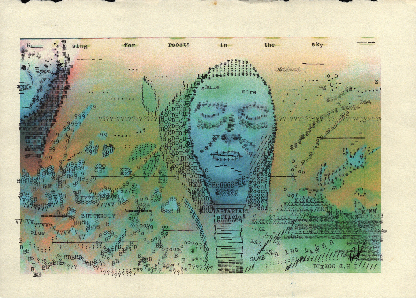 Sky Robots original typewriter artwork by Degen Poet