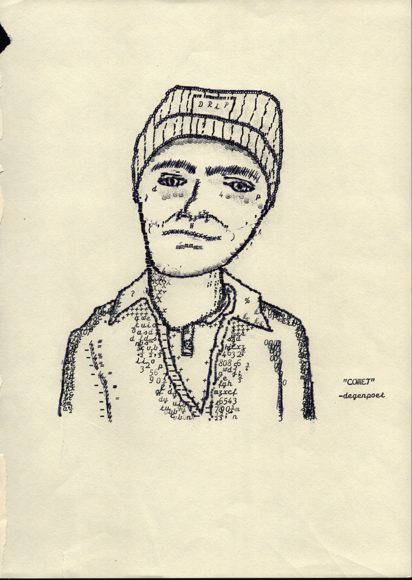 Comet original typewriter artwork by Degen Poet