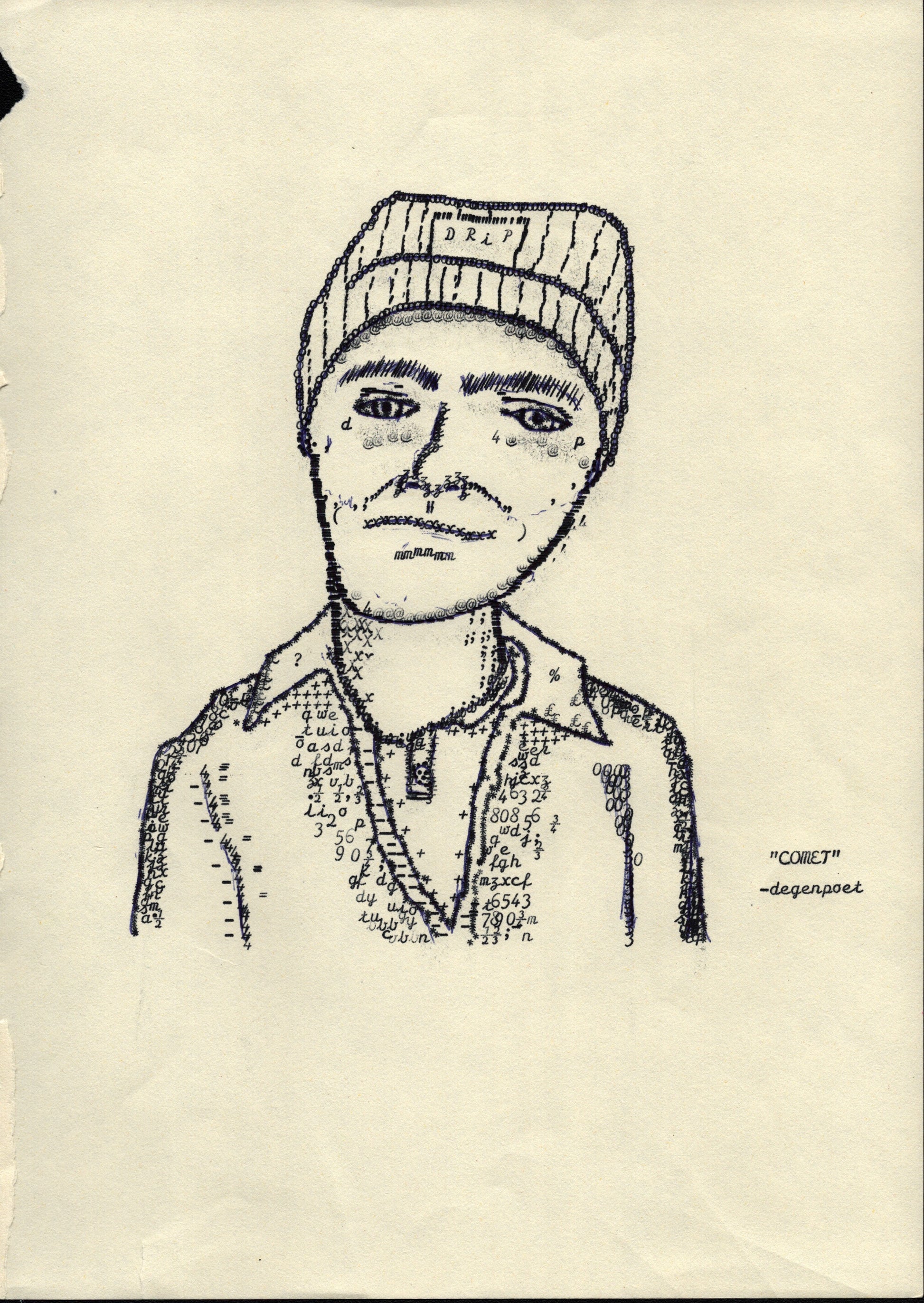 Comet original typewriter artwork by Degen Poet